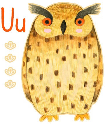 Wall-Art Wandtattoo »Wald Eule Uhu Buchstabe U«