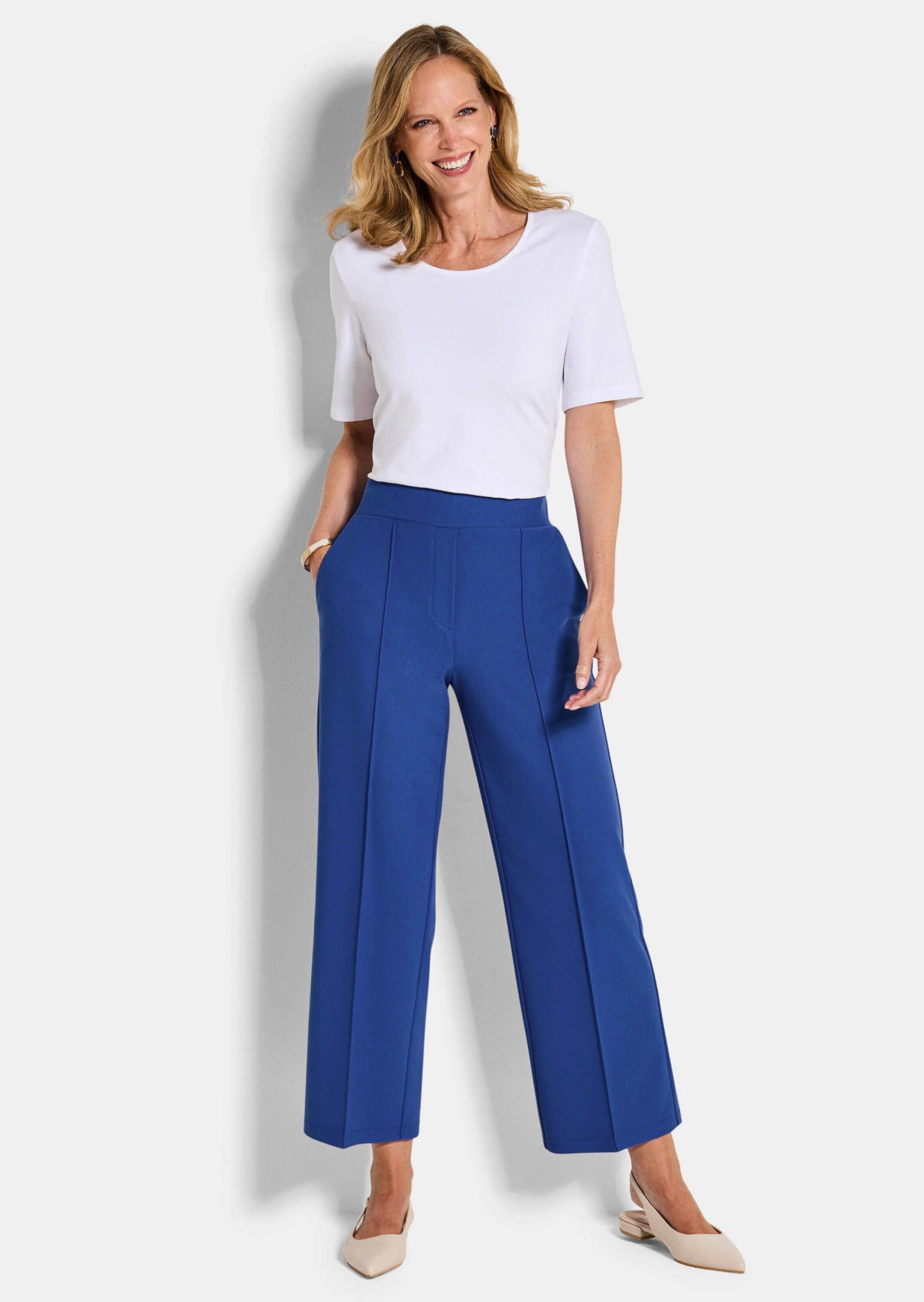 GOLDNER Stoffhose »Verkürzte Hose VERA mit Biesen«