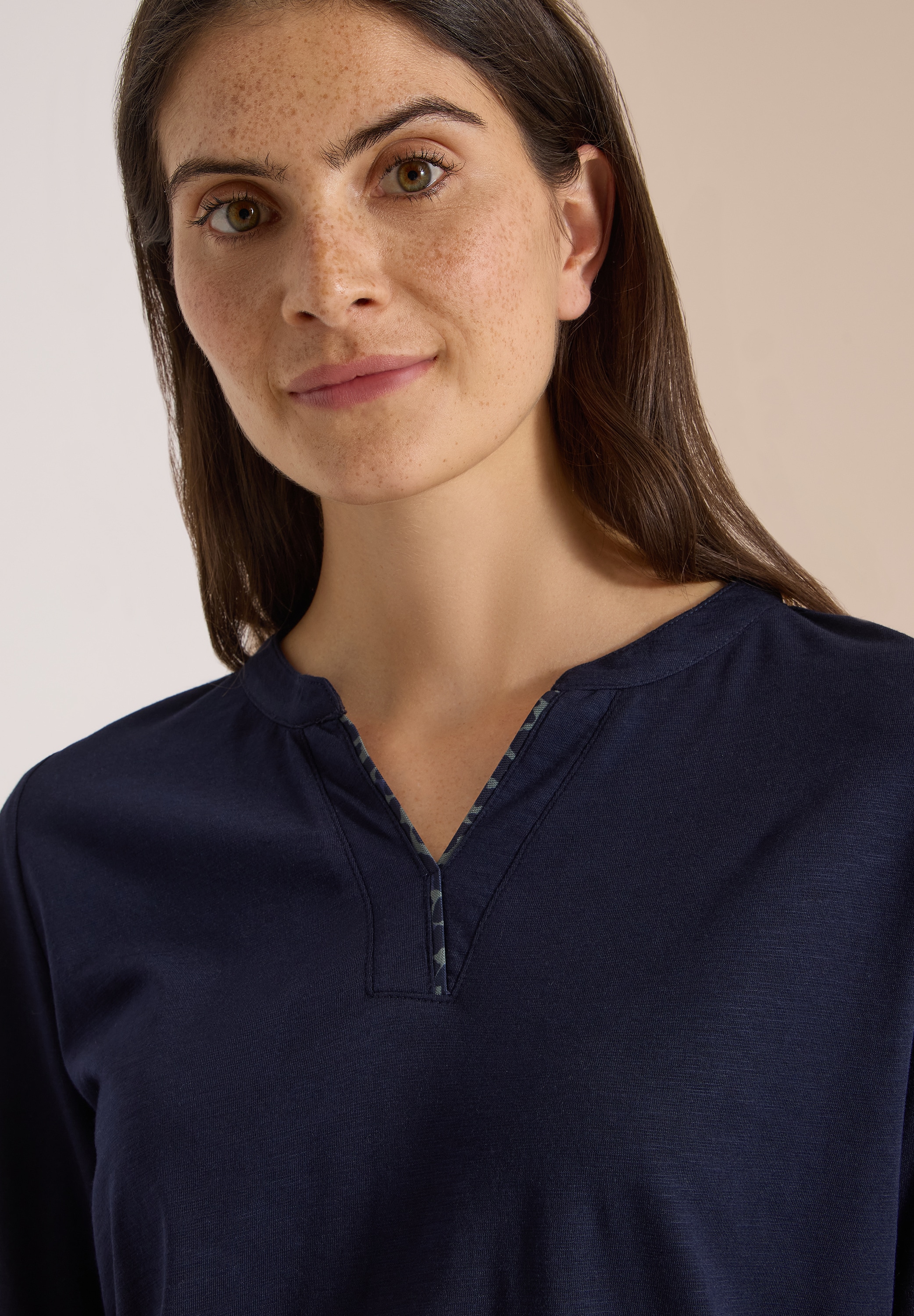 Cecil 3/4-Arm-Shirt mit Splitneck