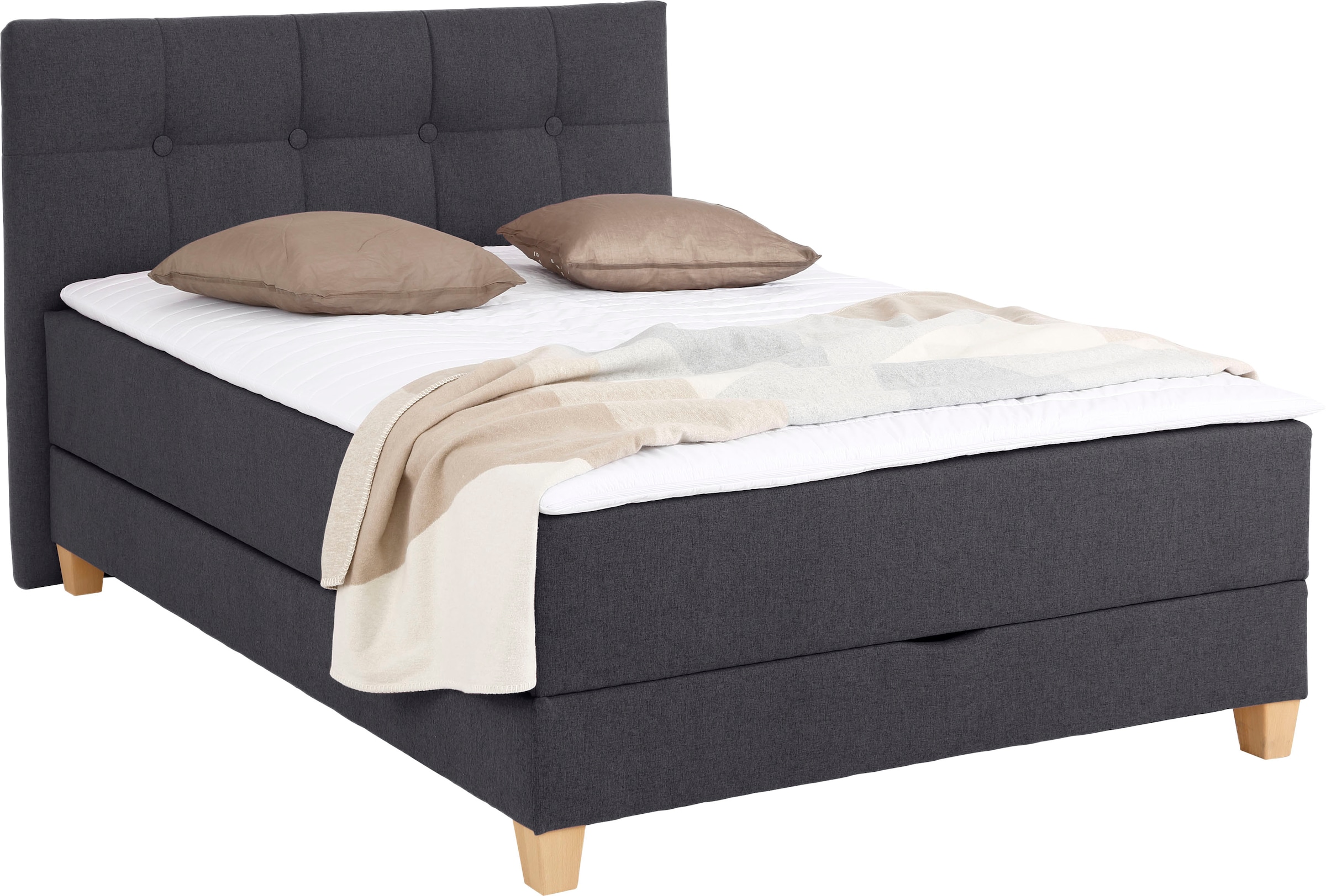Home affaire Boxbett »Lonrai«, in H2,H3 & H4 und XXL - Überlänge 220cm wählbar, inkl. Topper