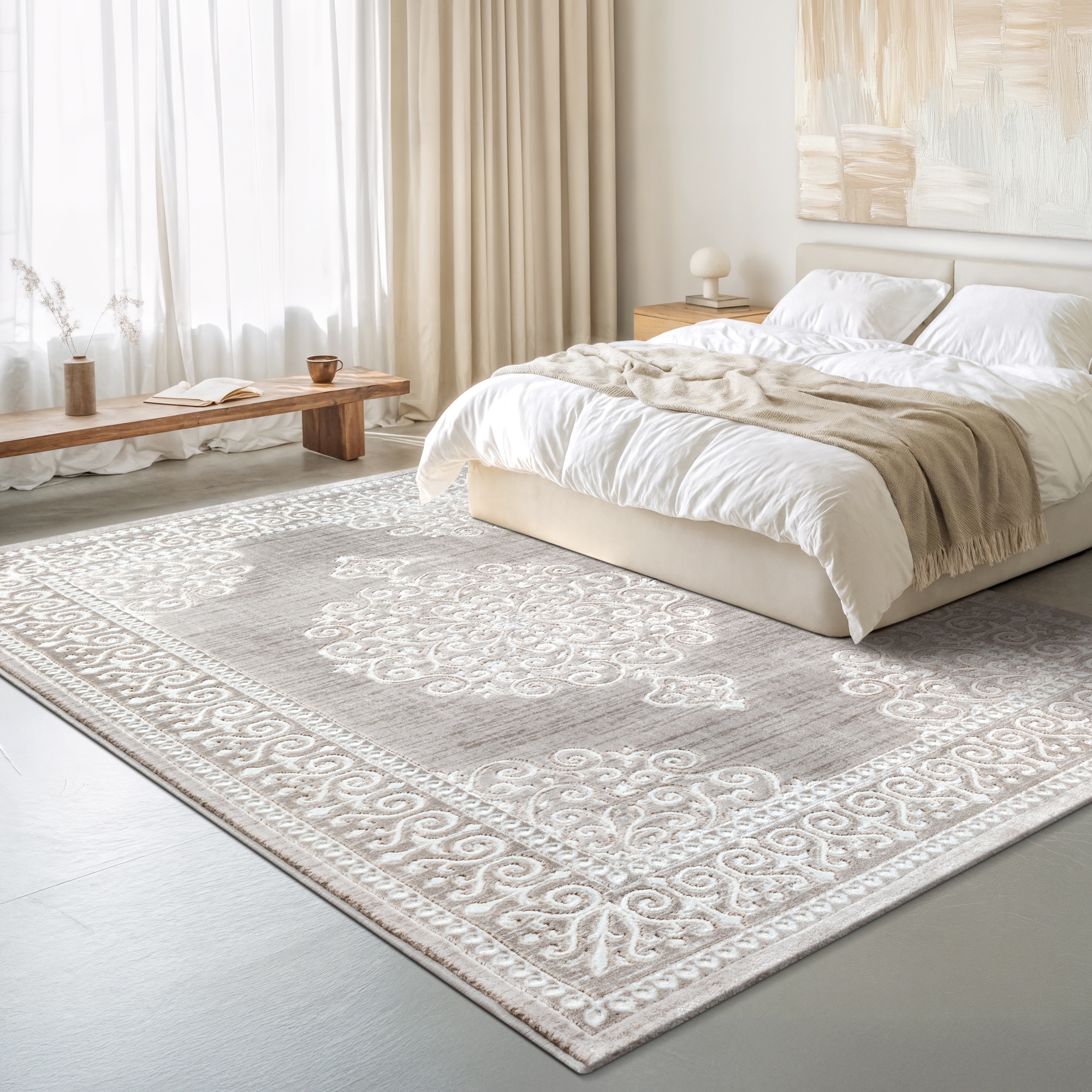 Sanat Teppich »Harmony 3204 , auch als Läufer und rund« rechteckig 12 mm Höhe Wohnzimmer, Kurzflor, modern,  Orient Optik, Schlafzimmer