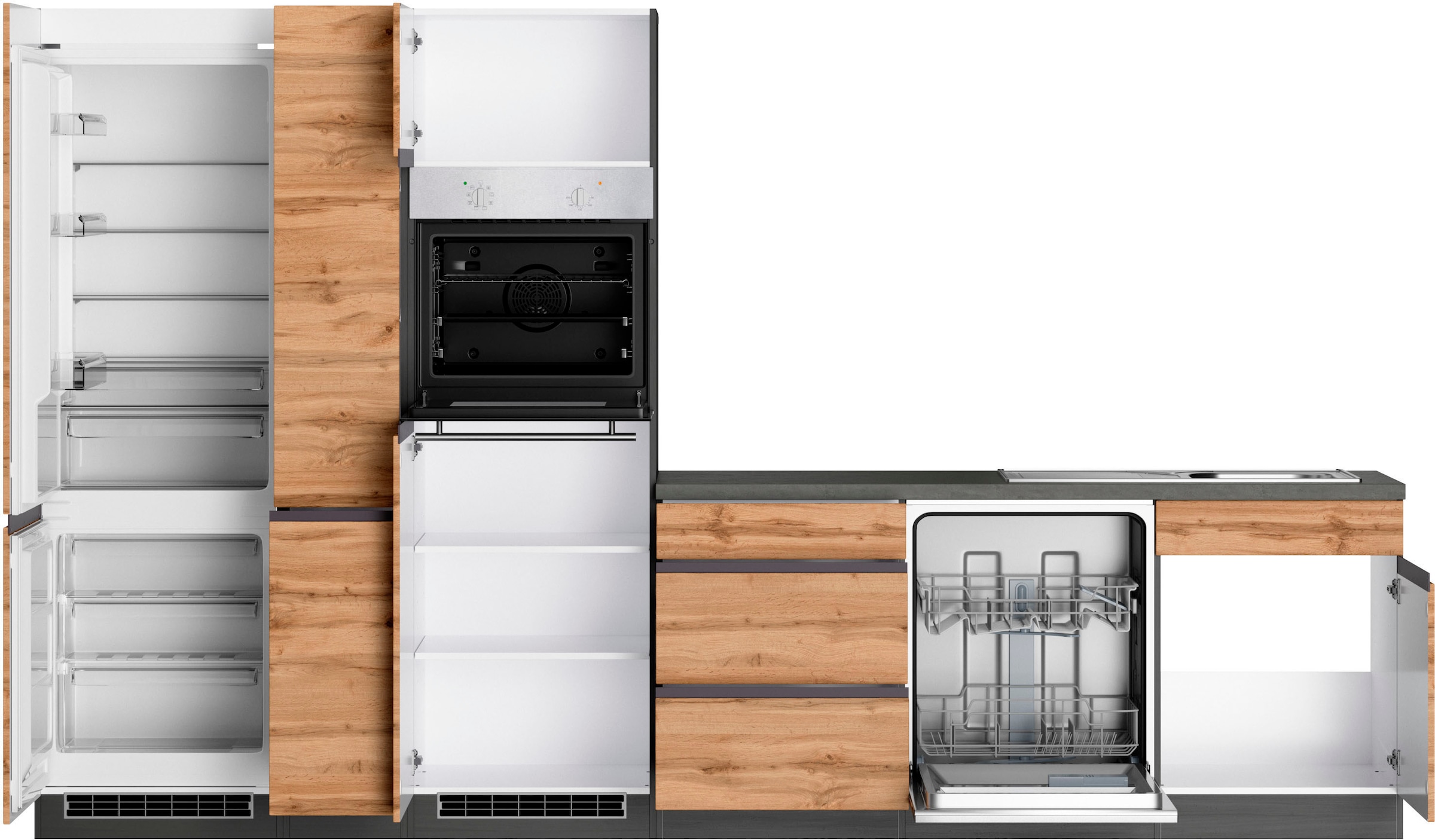 KOCHSTATION Winkelküche »KS-Riesa« Stellbreite 390/180 cm, ohne E-Geräte