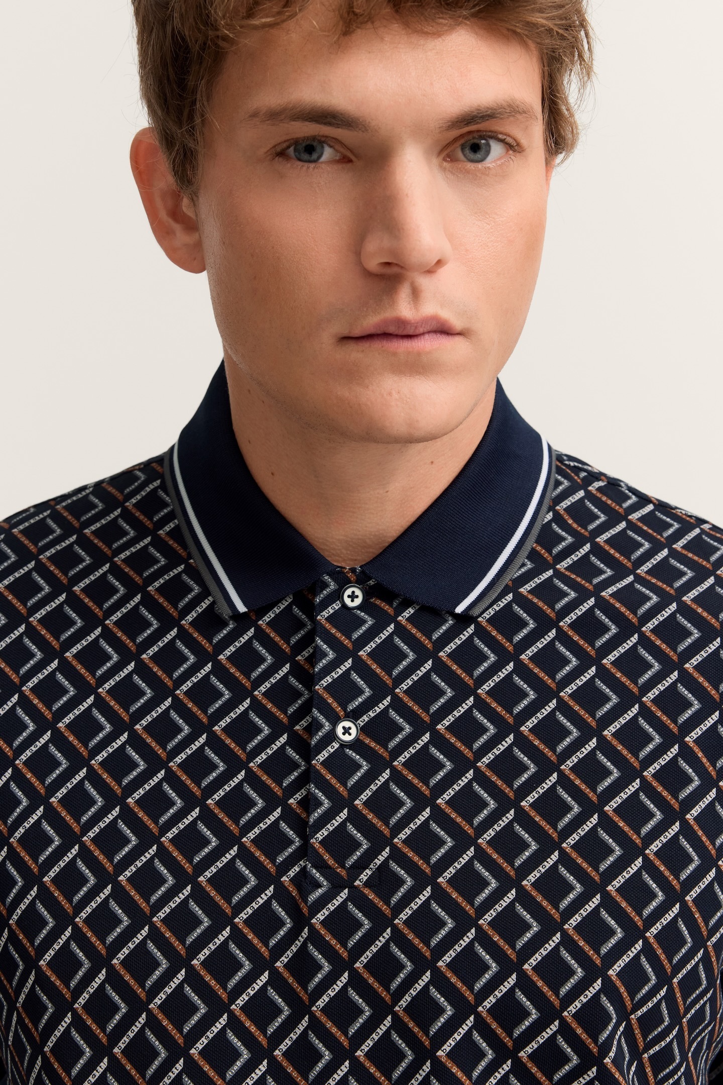 bugatti Poloshirt »Modern Fit« mit Rauten-Muster