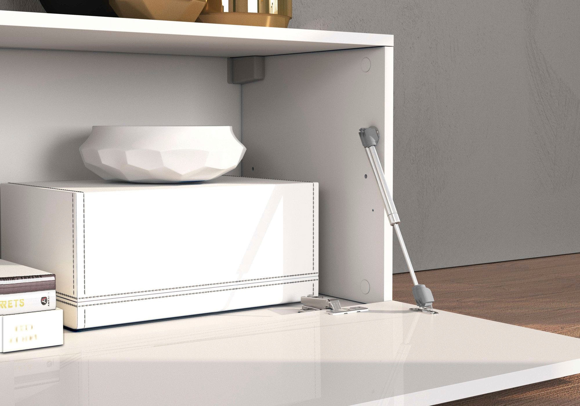 OTTO home Lowboard »Chronos TV-Board, TV-Schrank« Breite verstellbar von 190 bis 350 cm, 1 Stk. tlg. Breite 270 cm TV-Board,Lowboard,1 Klappe und ein L-Förmiger Aufsatz