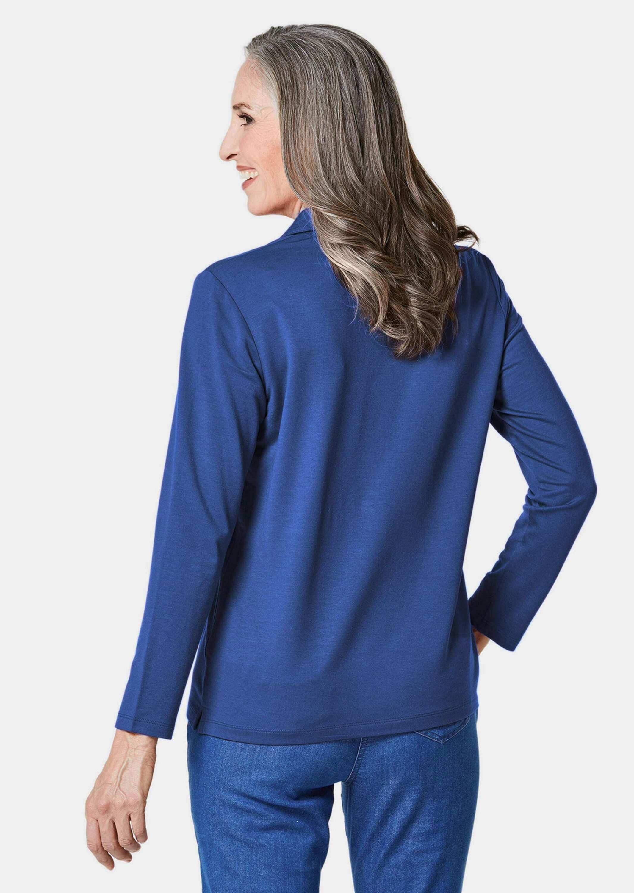 GOLDNER Poloshirt »Langarm Poloshirt mit Schmuckband an Knopfleiste«