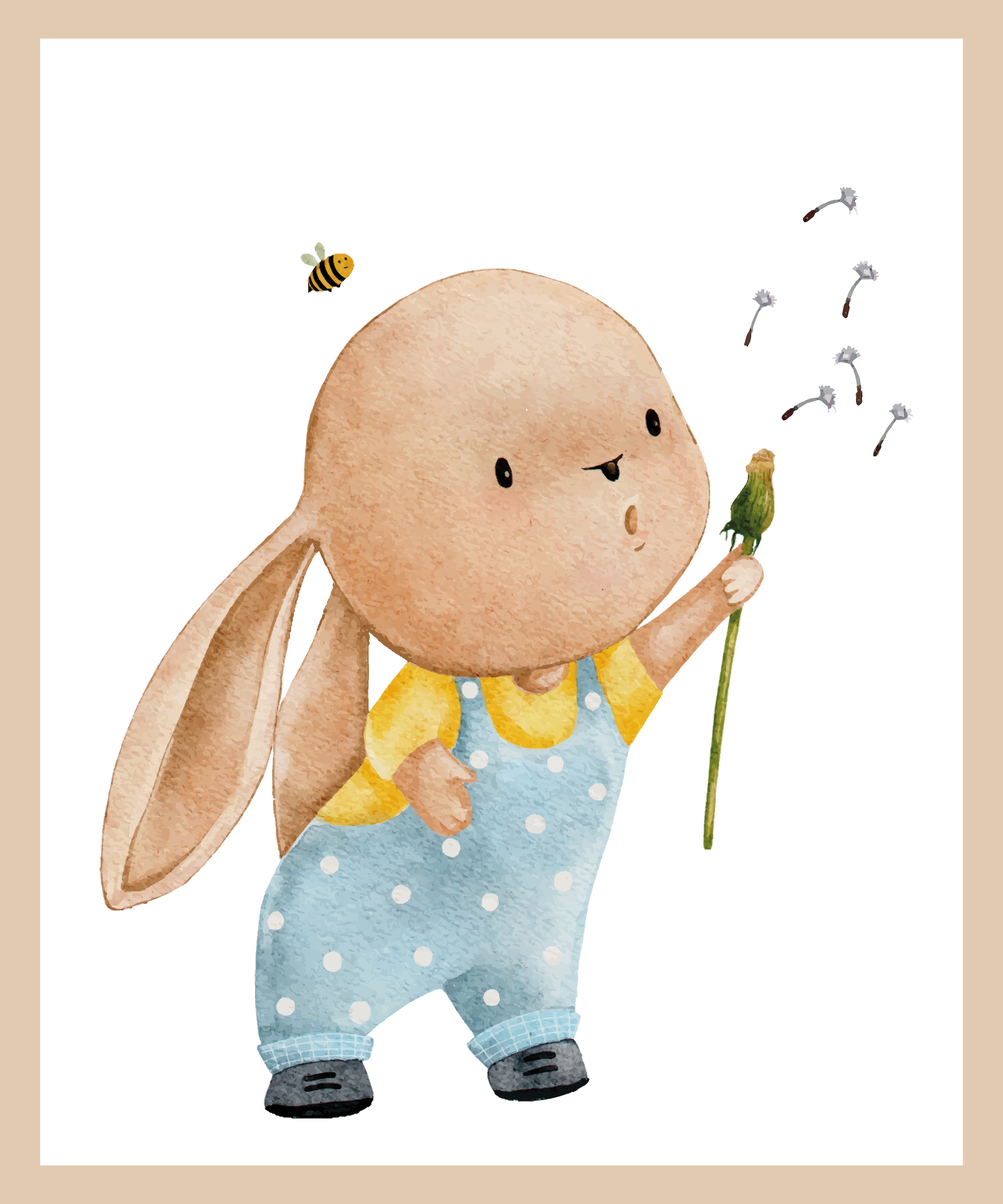 Lüttenhütt Poster »Hase mit Pusteblume«, Fantasy-Hase-Hasen-Tiere, (1 St.), HD Premium Druck