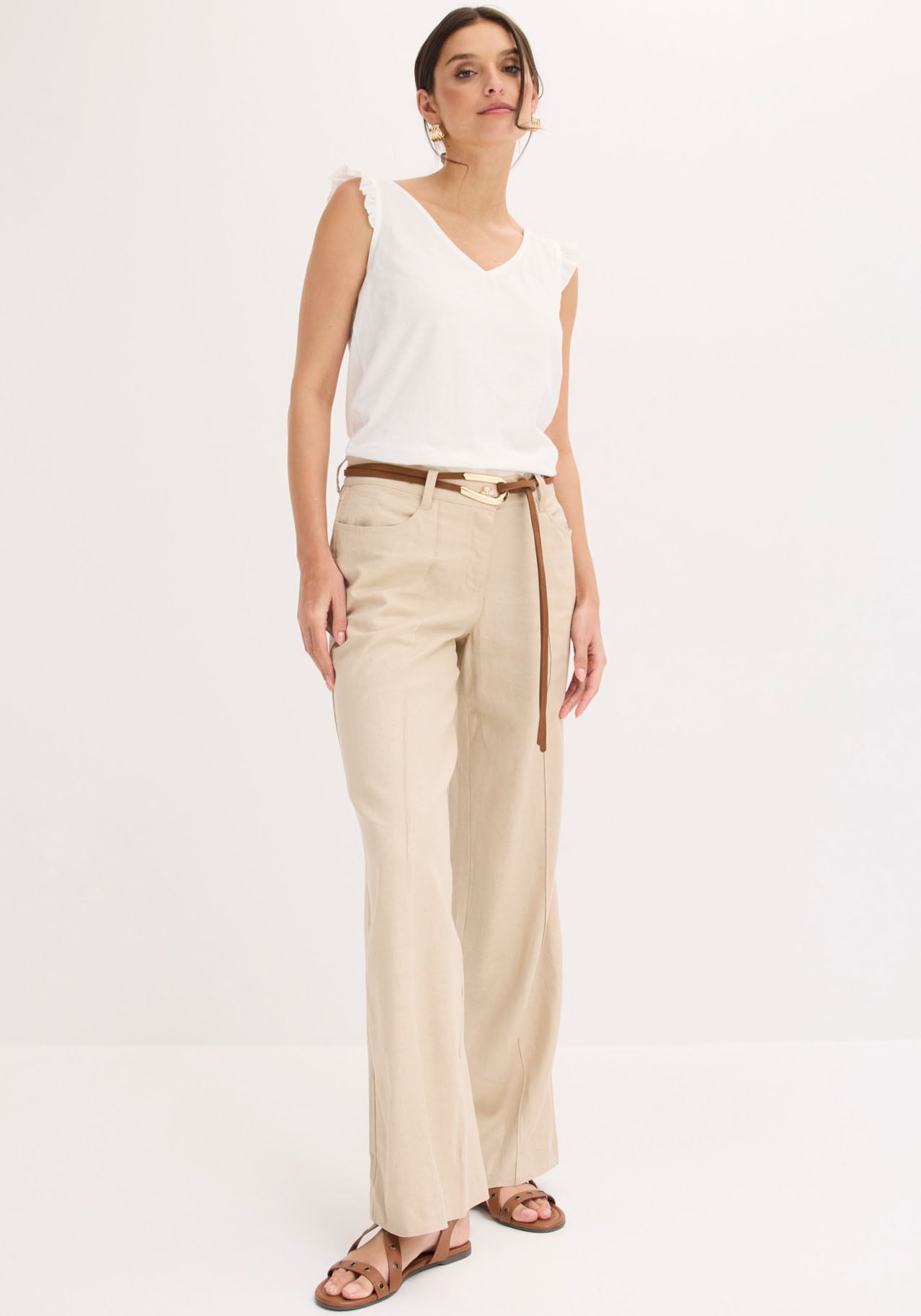 bonprix Shirttop lockerer loose fit, mit süßer Rüsche, aus Baumwolle