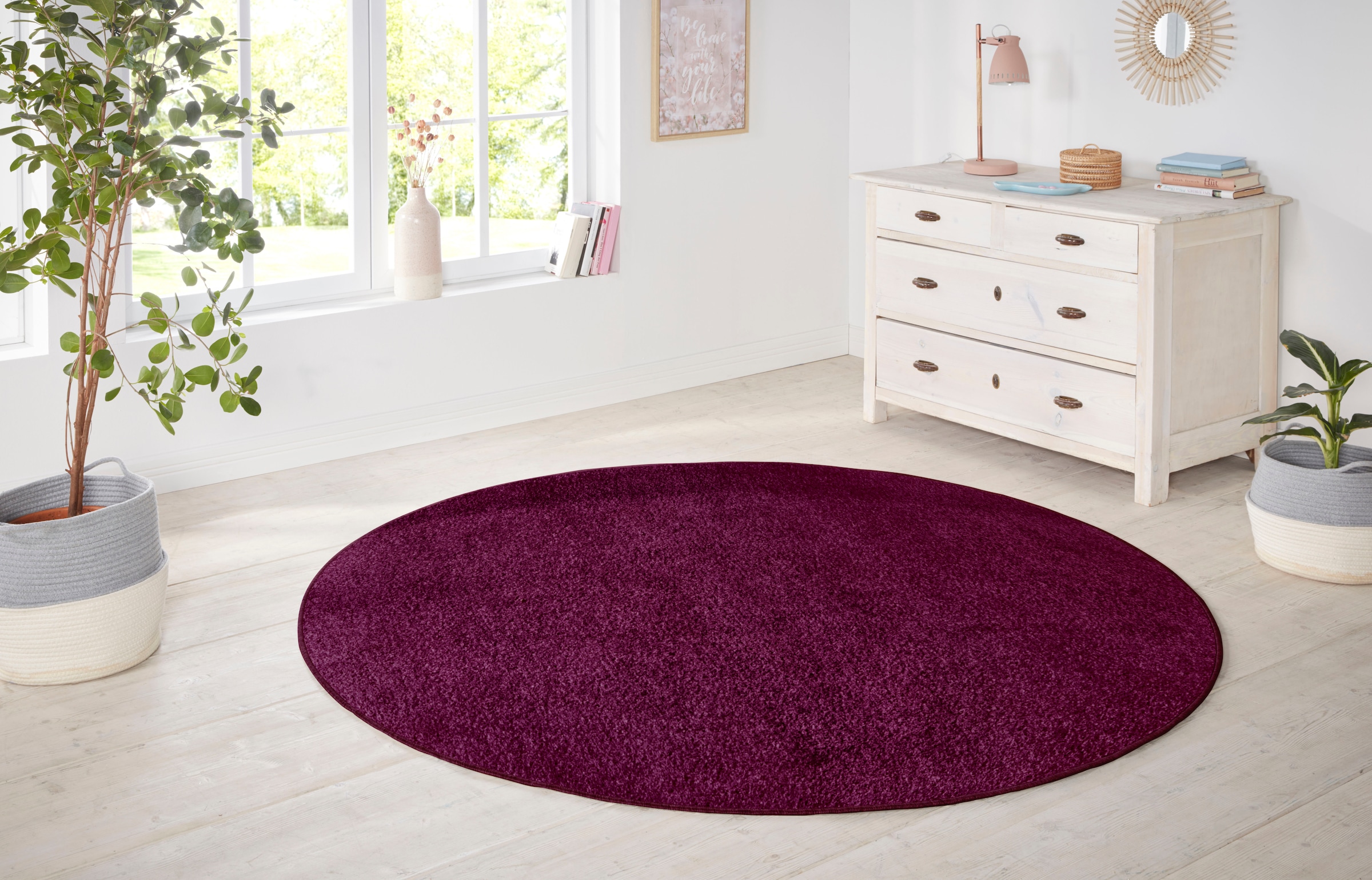HANSE Home Teppich »Shashi«, rund, 8,5 mm Höhe, Kurzflor, Unifarben, Teppich, Weich, Esszimmer, Kinderzimmer, Flur