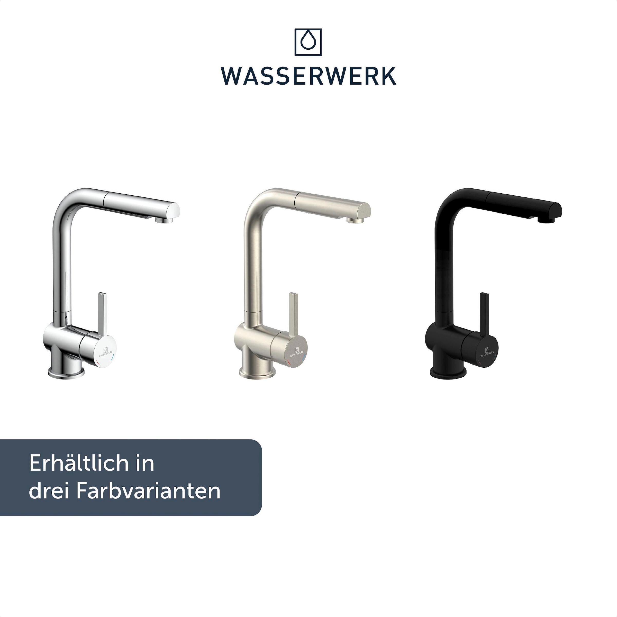 WASSERWERK Spültischarmatur »WK 4, Wasserhahn, Küche, Einhebelmischer«, 360° schwenkbar, Cold-Start-Funkt., herausziehbar