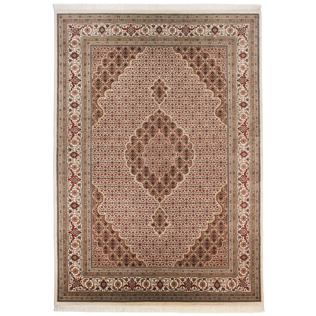 THEKO Orientteppich »Mahi Tabriz«, rechteckig, handgeknüpft, Material: 80%Wolle, 20% Seide, mit Fransen