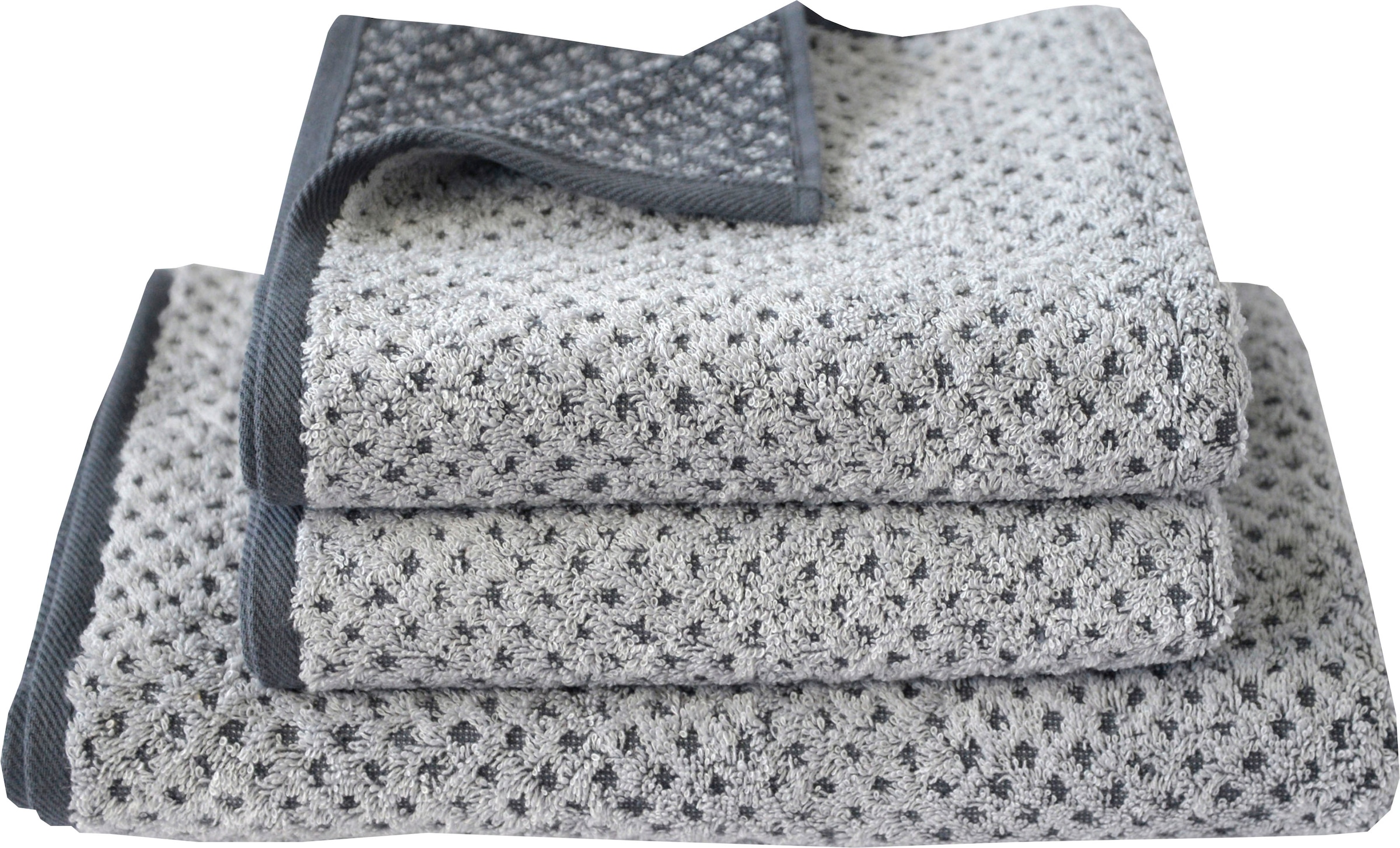 Dyckhoff Handtuch Set »Golden Shades Rhombus« 3 Stk. Walkfrottier 2 Handtücher (50x100 cm), 1 Badetuch (70x140 cm)