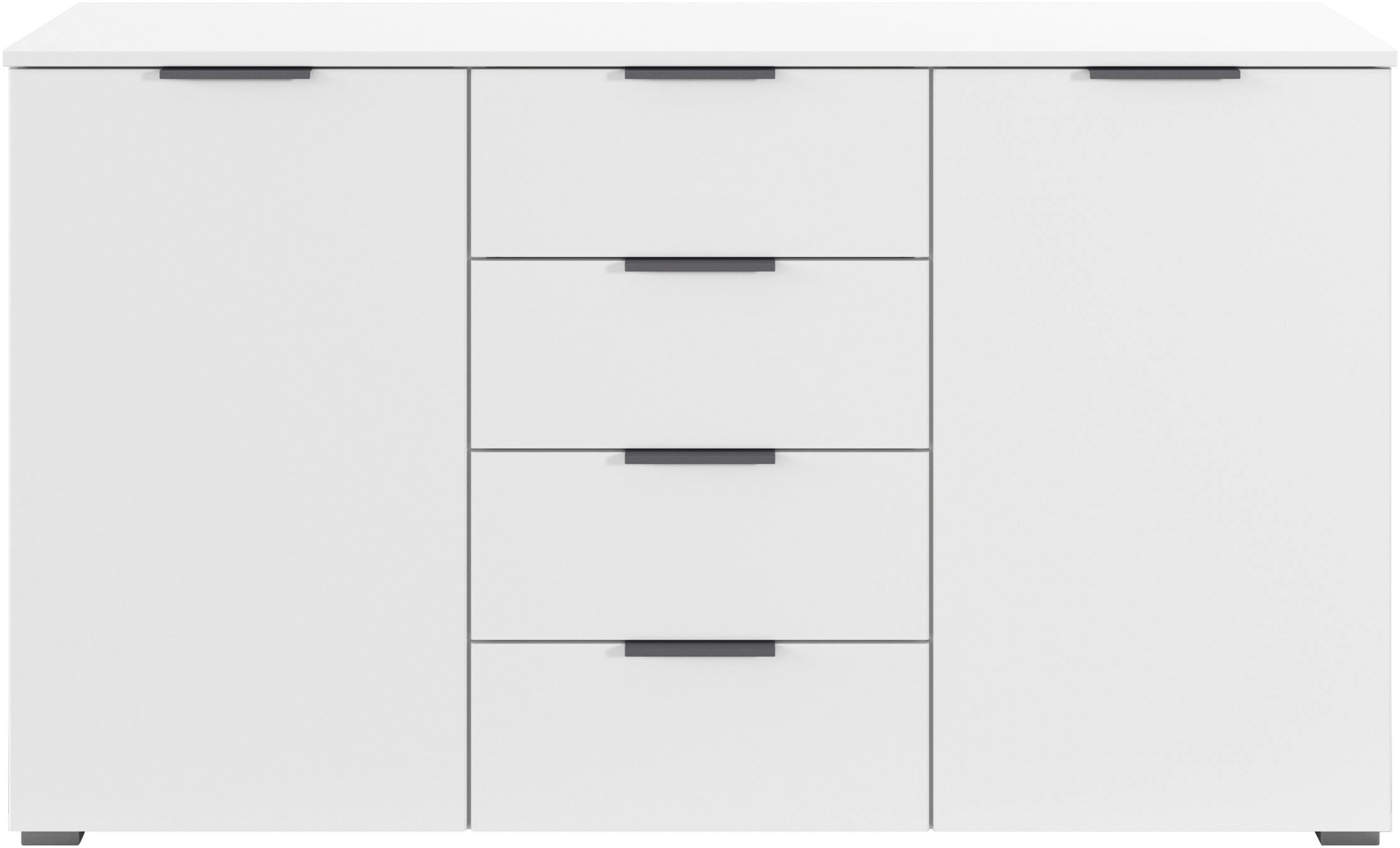 rauch Kombikommode »Sideboard Schubladenkommode AGORDO mit Dekor- oder Hochglanzfront«, (in zwei Griff-Farben, Breite 120 cm), vier große Schubladen, mit insgesamt 4 Einlegeböden MADE IN GERMANY