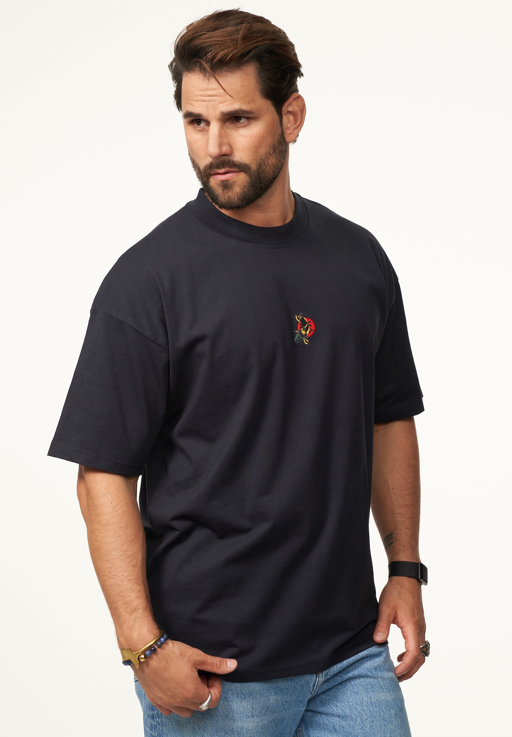 SOULSTAR T-Shirt »Kurzarm Oversize aus 100% Baumwolle mit Rundhalsausschnitt Crew Neck für Herren« Herren Oversize-Fit Kurzarm Shirt mit Rundhals-Ausschnitt