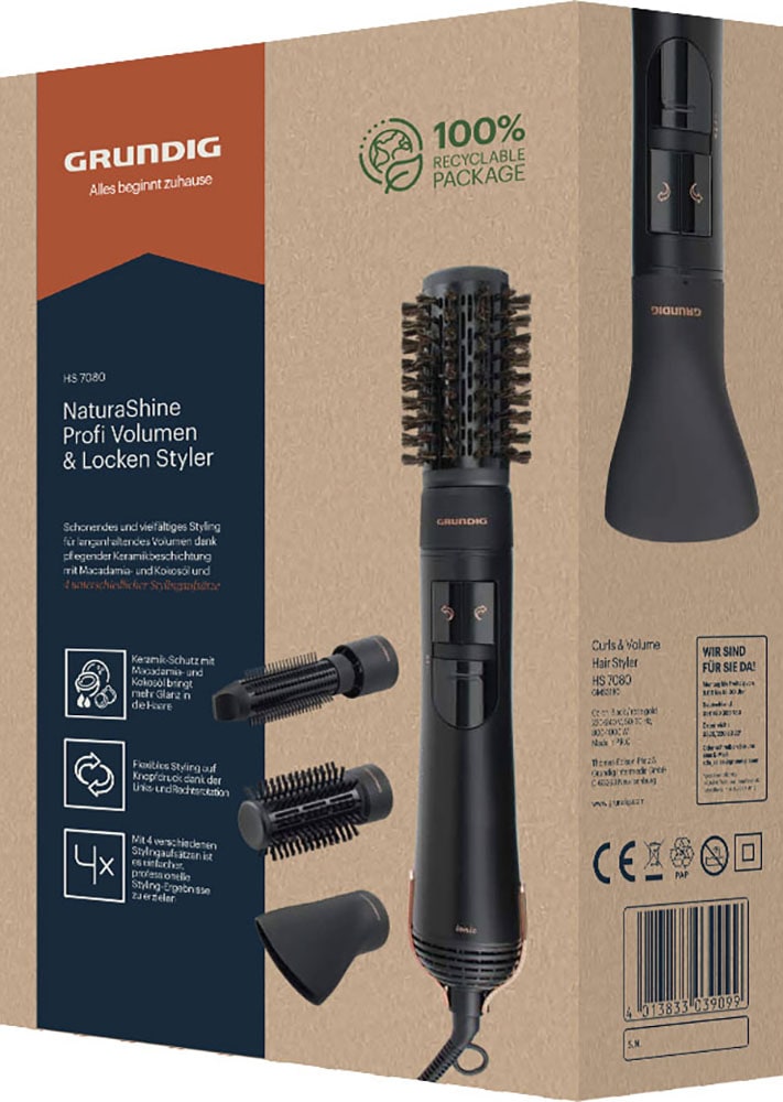 Grundig Multihaarstyler »Volumen & Lockenstyler NaturaShine HS 7080«, 4 Aufsätze