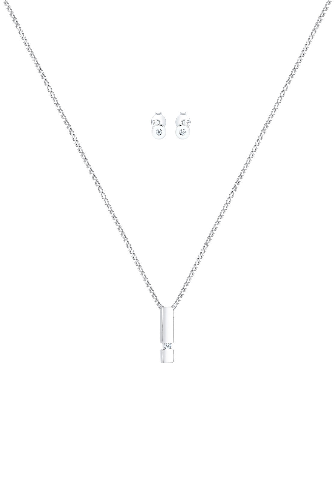 Elli DIAMONDS Ohrring und Ketten Set »Schmuckset Diamant Weiß Brillantschliff (0.09 ct) 925 Sterling Silber«