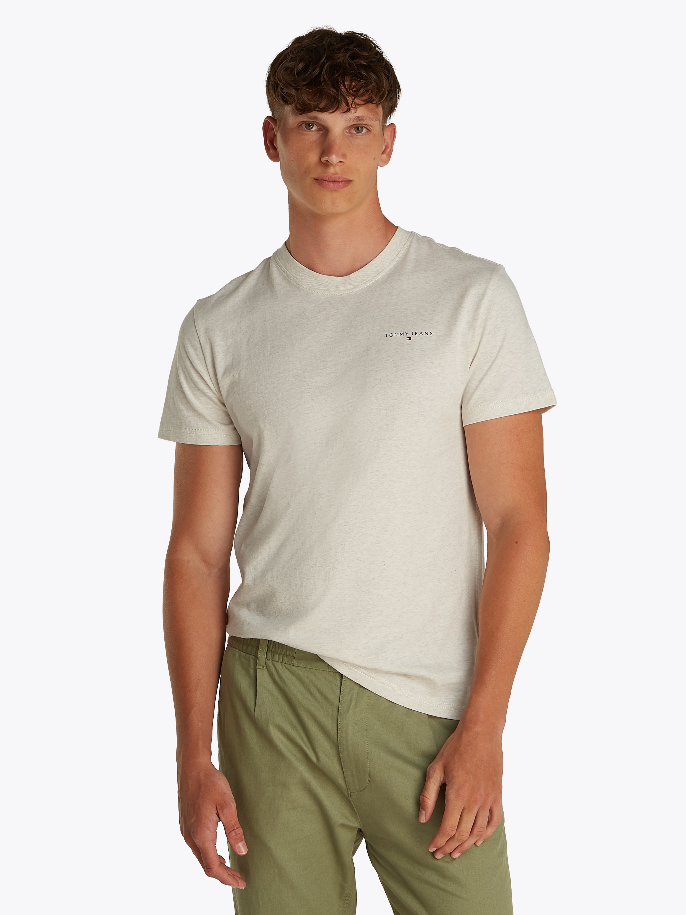 Tommy Jeans T-Shirt »TJM SLIM LINEAR CHEST SS TEE EXT«, mit Logodruck