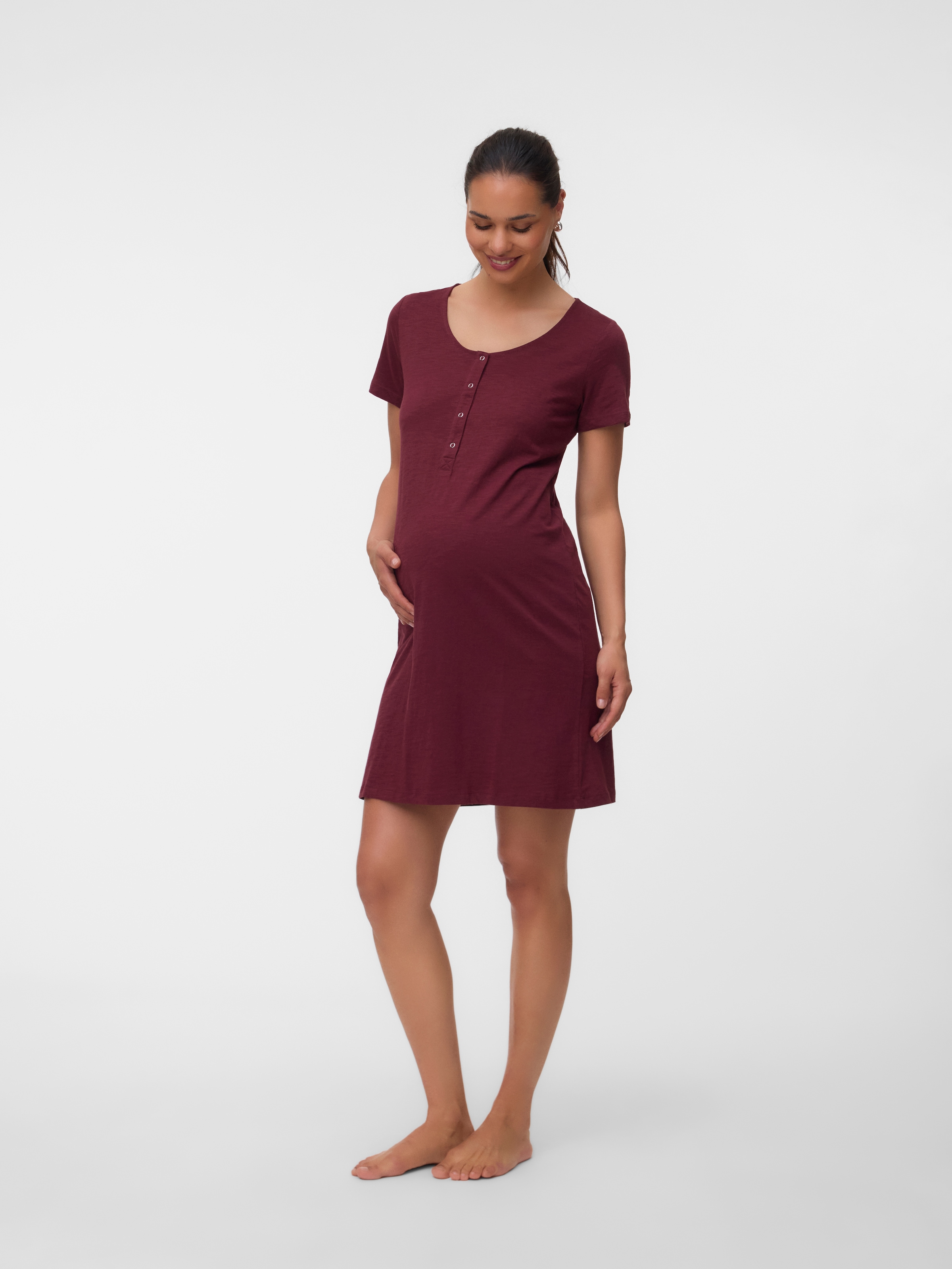 Mamalicious Umstandsnachthemd »MLMIRA SOLID JRS NIGHTGOWN 2F A. E. NOOS« aus Baumwolle, Regular Fit, mit Rundhalsausschnitt, kniefrei