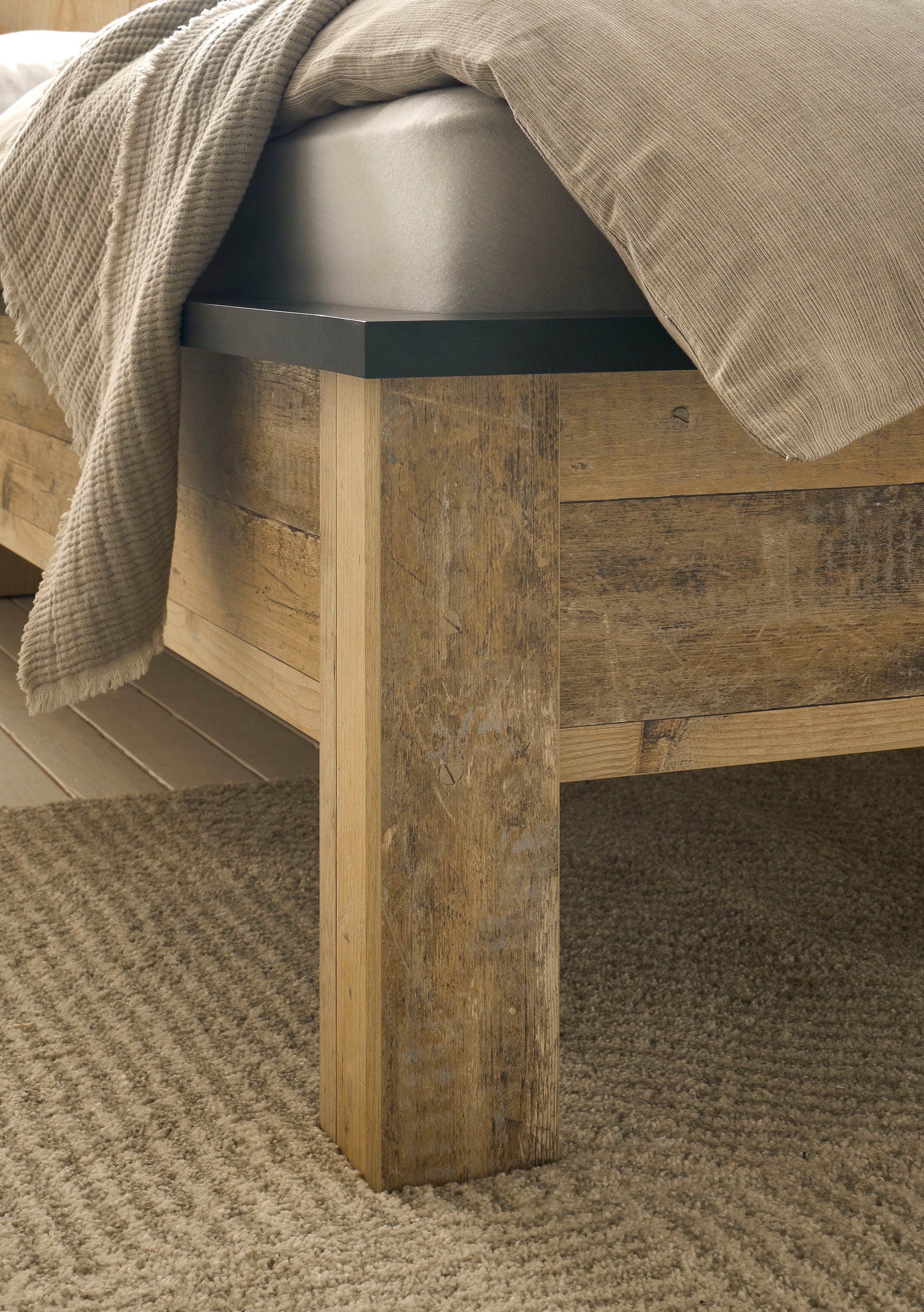 Home affaire Bettanlage »SHERWOOD«, (3 tlg.), Liegefläche Bett 180x200cm, 2 Nachttische mit jeweils 1 Schublade