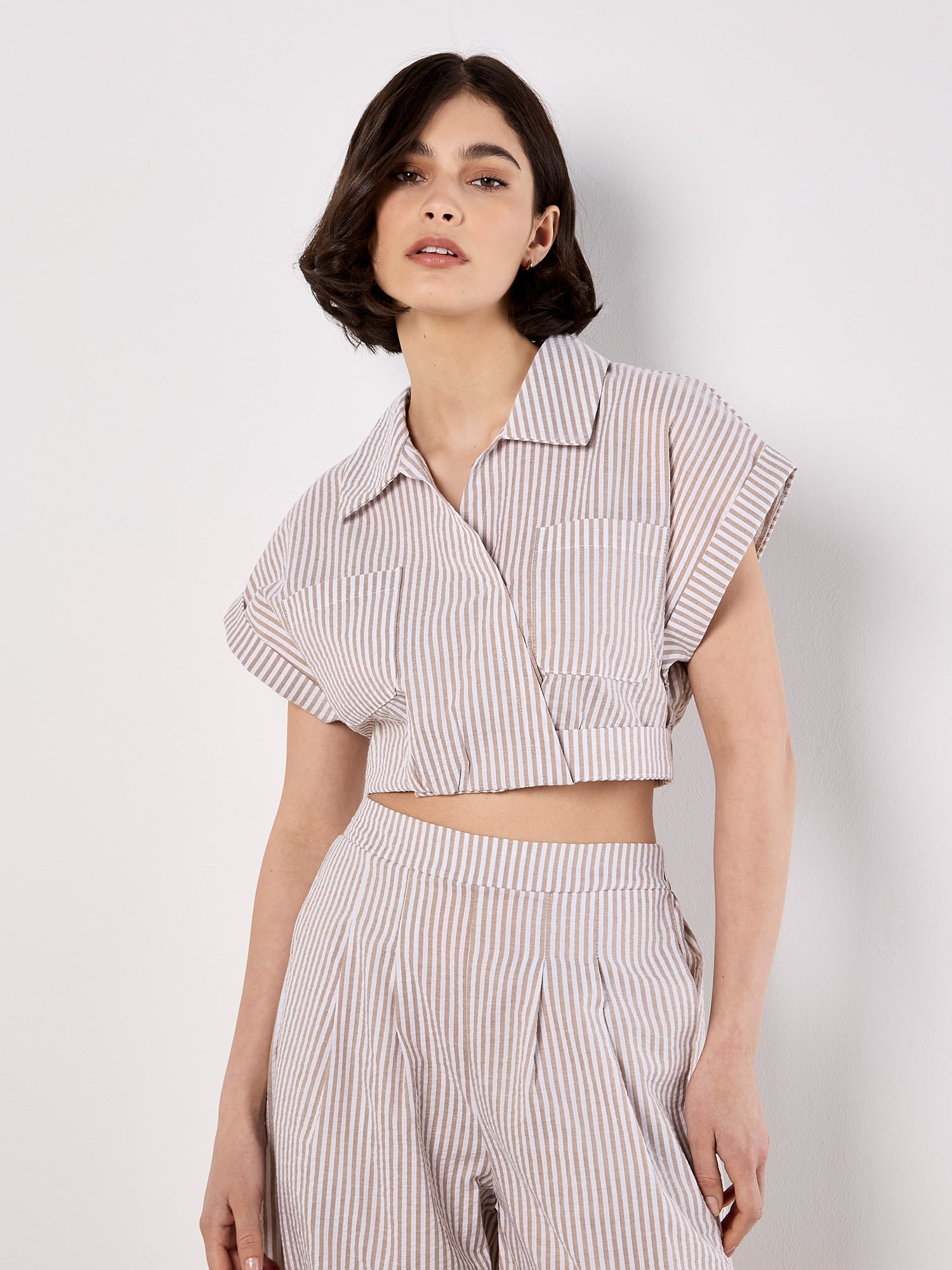 Apricot Blusentop »Crop-Shirt« mit Streifen