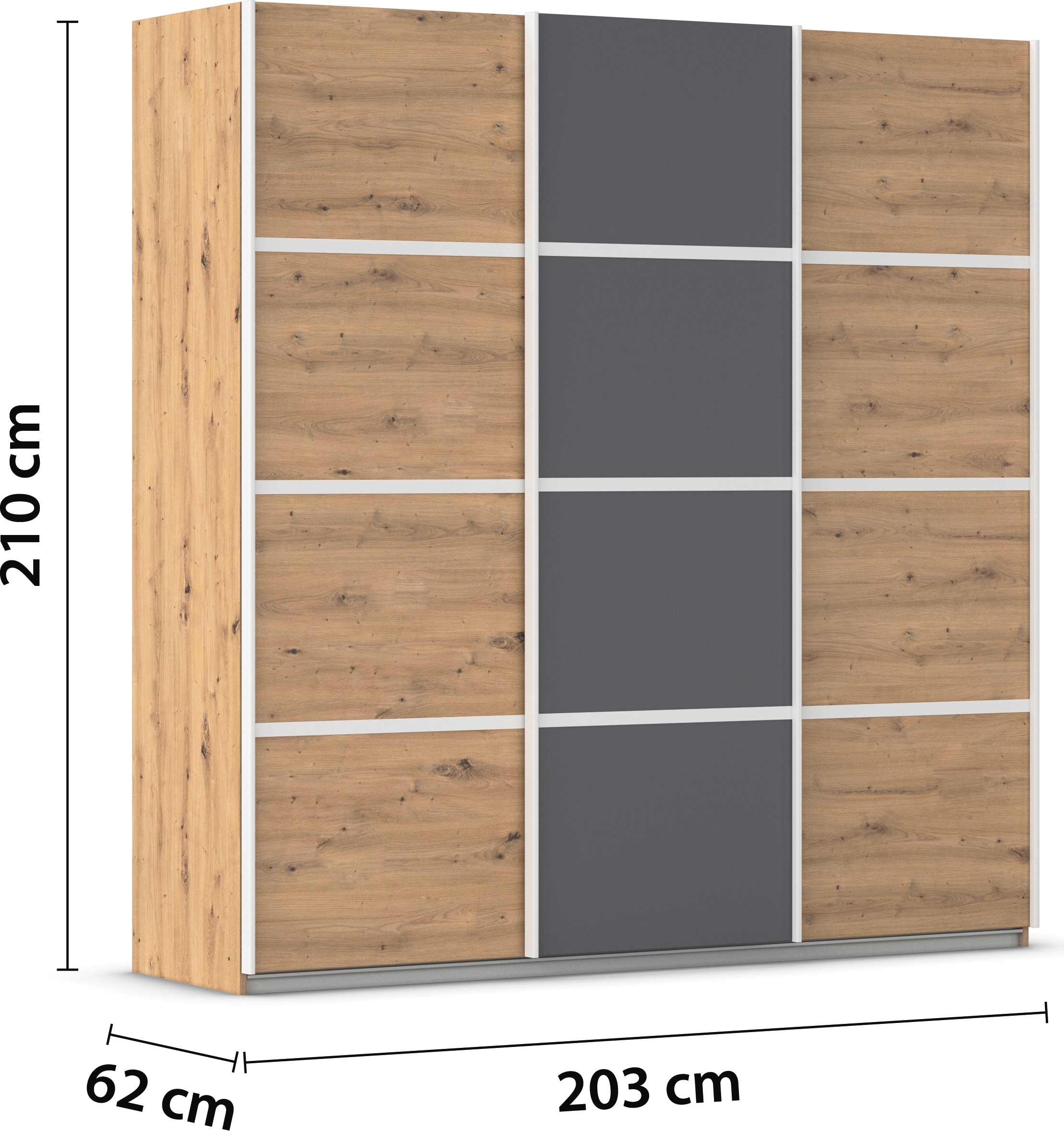 rauch Kleiderschrank »Schwebetürenschrank Garderobe Schrank TOP ANGEBOT Avola«, (in 3 verschiedenen Ausstattungen BASIC/CLASSIC/PREMIUM), mit eleganten Zierleisten in Chrom, Schwarz oder Weiß MADE IN GERMANY