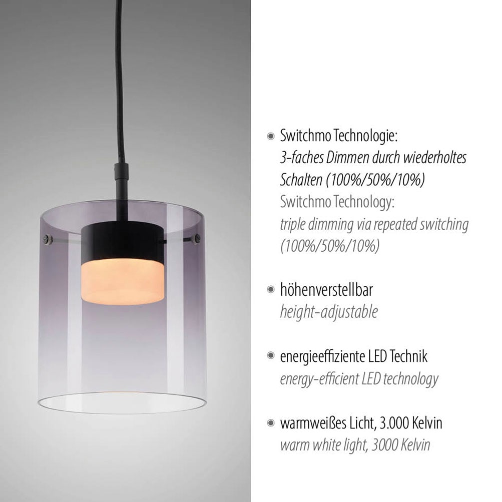 JUST LIGHT LED Deckenleuchte »ELIO« LED-Board 1 Stk. Warmweiß 3-Stufen Dimmer, Switchmo
