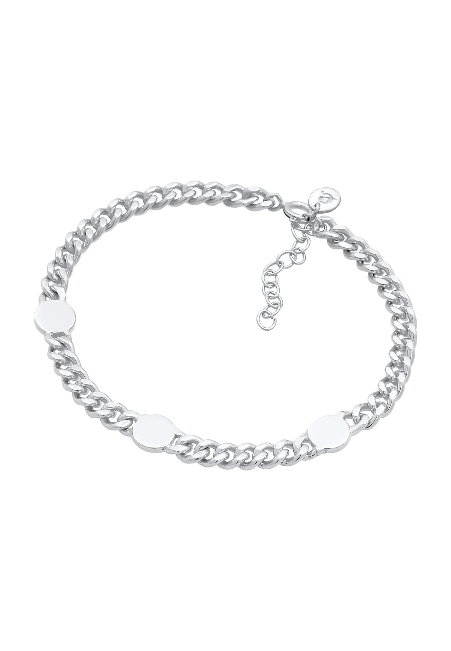 Elli Premium Armkette »Armband Panzerkette Chunky Chain Plättchen Disc 925 Silber«