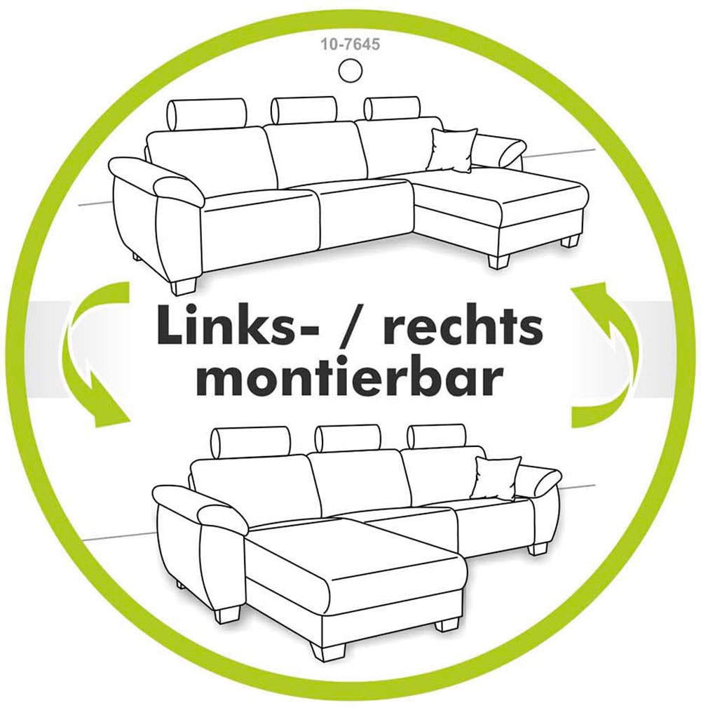 Jockenhöfer Gruppe Ecksofa »Elmau, L-Form, Breite 235cm«, inkl. Bettfunktion, Bettkasten, Ottomane links/rechts montierbar