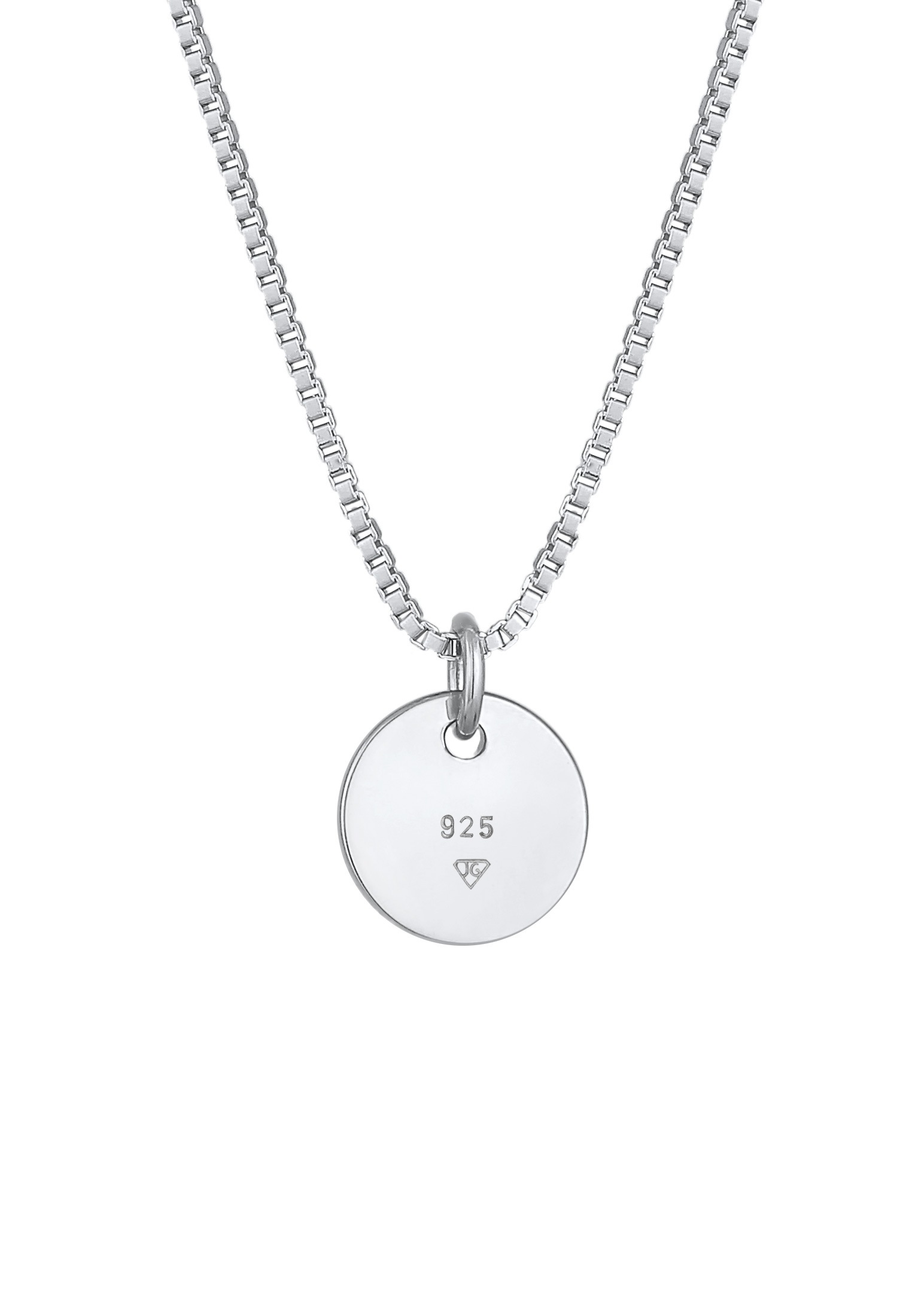 Elli Kette mit Anhänger »Halskette Plättchen Coin Rund Basic 925 Silber«