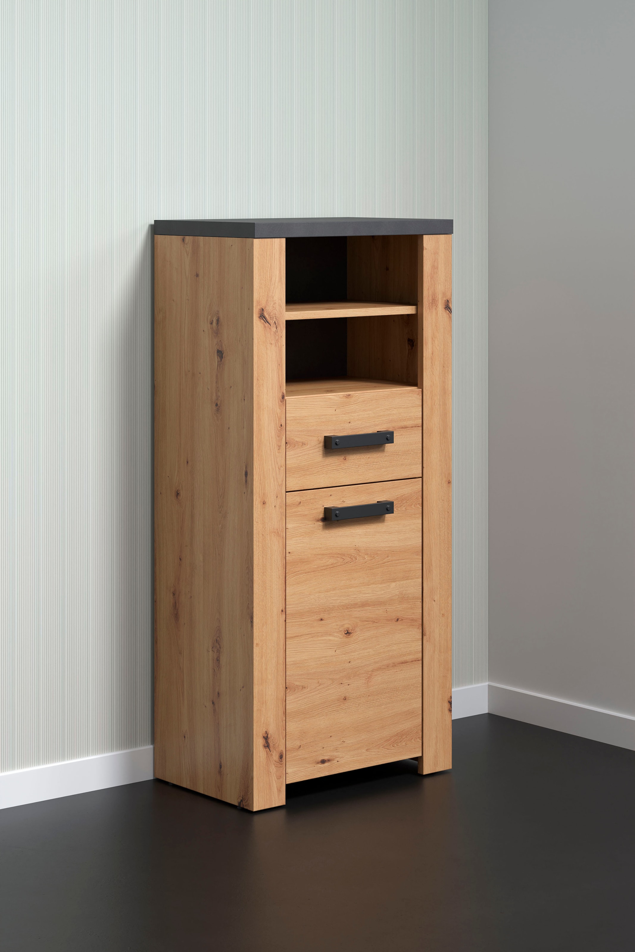 Home affaire Midischrank »Ambres«, (1 St.), Badschrank in matter Echtholzoptik - Maße (B/T/H) 53/35/118 cm