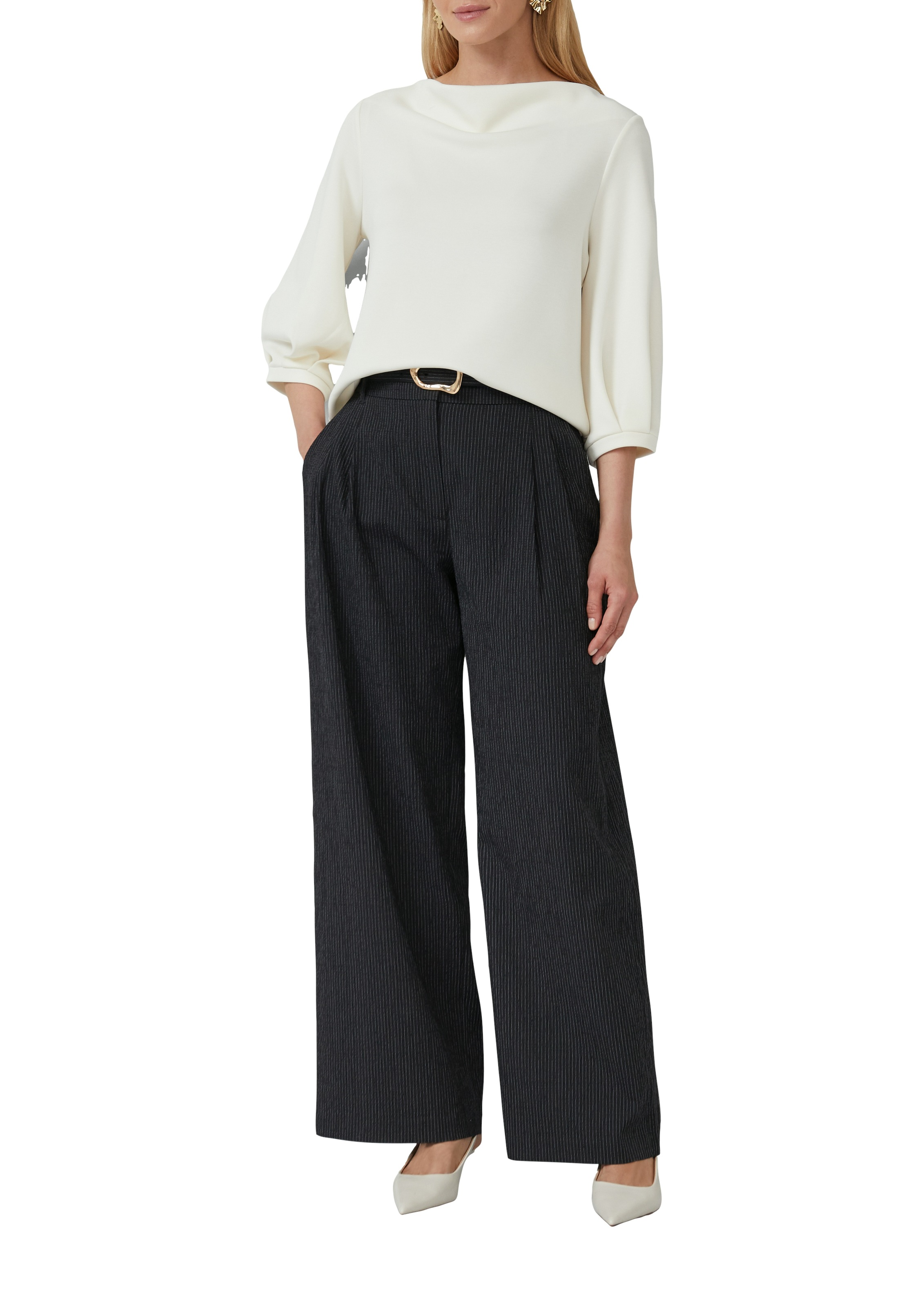 s.Oliver BLACK LABEL Sweatshirt, mit Wasserfall Ausschnitt