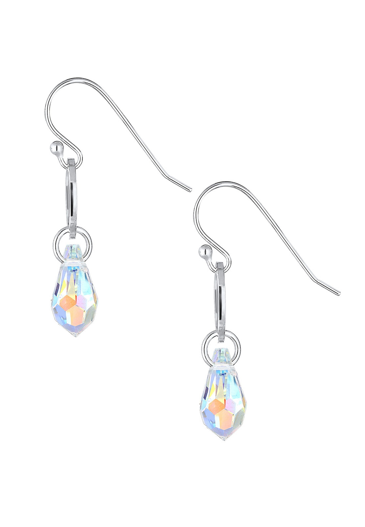 Elli Paar Ohrhänger »Ohrringe Ohrhänger lang Tropfen Glas Kristalle Weiß 925 Sterling Silber«