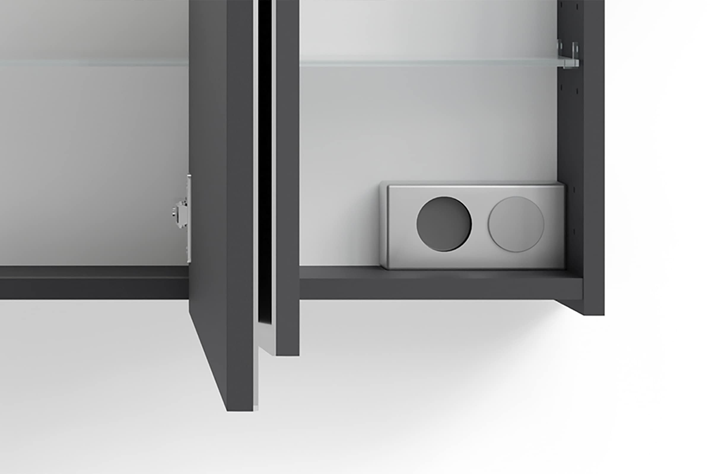 byLIVING Spiegelschrank »Serie Spree, in vielen Breiten erhältlich« Soft-Close, LED Beleuchtung mit Schalter- und Steckdosenbox