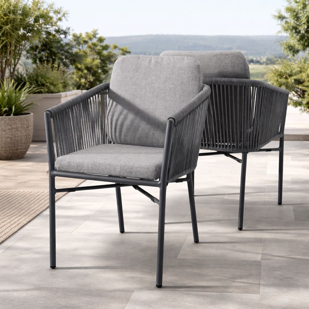 Destiny Garten-Essgruppe »LUCCA SAN MARINO 4 Se + Tisch OV 180x90cm, grau« Set,  Aluminium, Rope, Polywood
