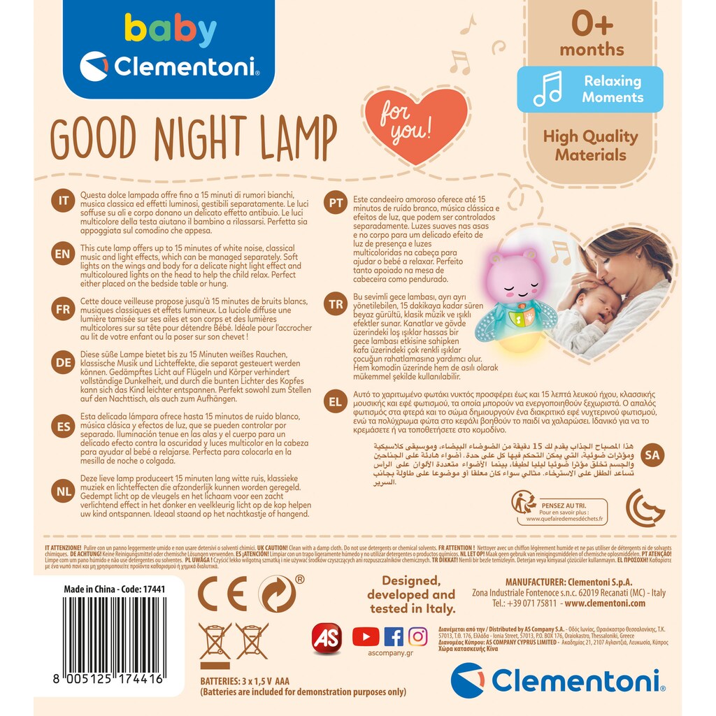 Clementoni® Nachtlicht »Baby Clementoni, Leuchtkäfer«, mit klassischer Musik und weißem Rauschen