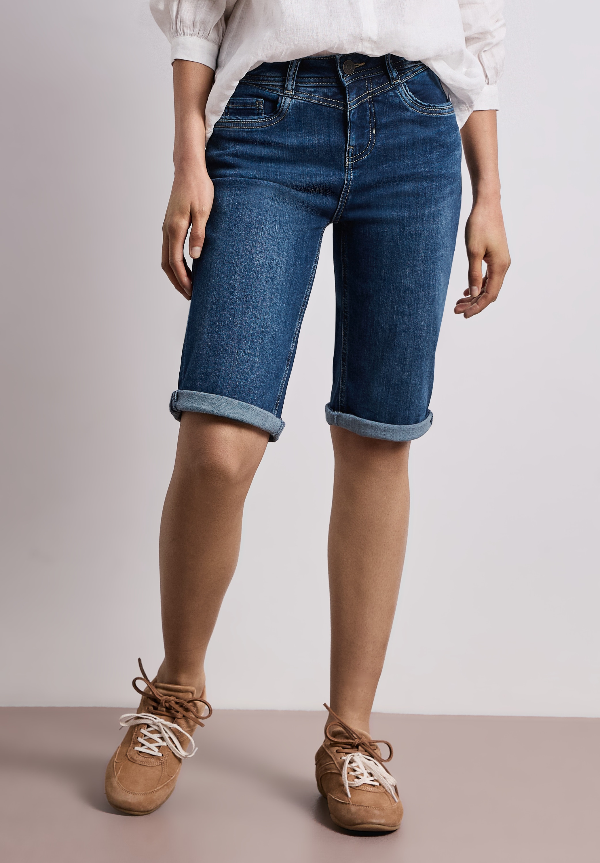 STREET ONE Bermudas »Style Jane«  Slim Leg Jeans-Bermuda mit Turn-Up-Detail
