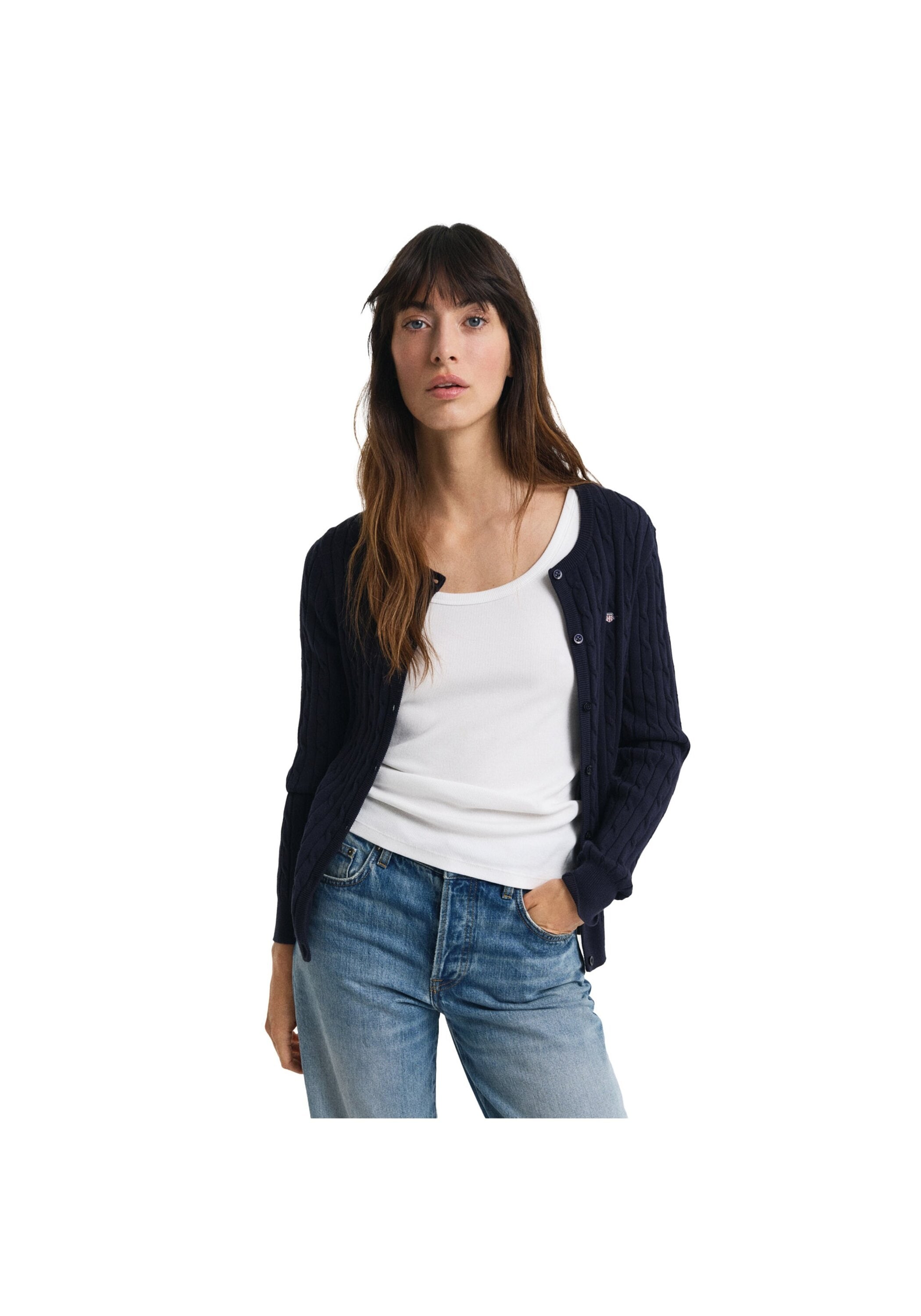 Gant Sweatshirt »Strickjacke STRETCH COTTON CABLE CARDIGAN«
