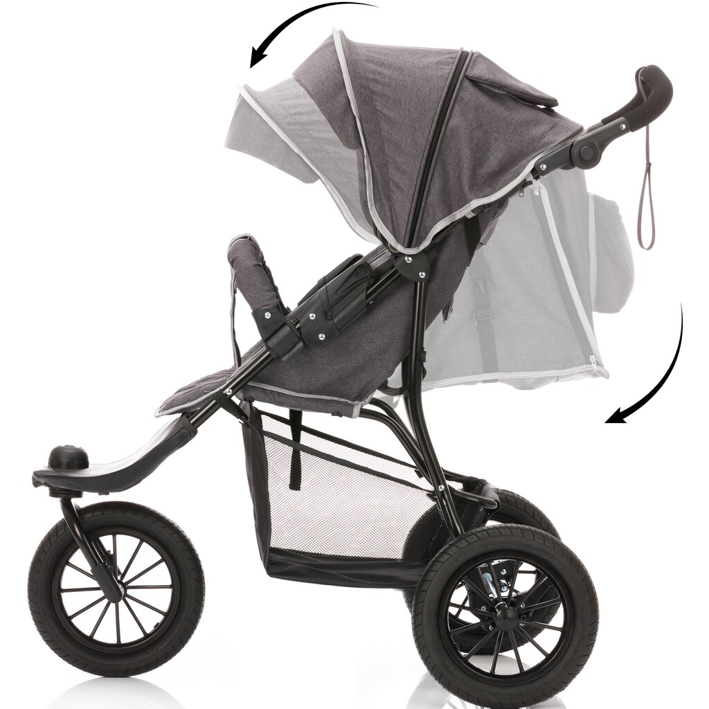 Fillikid Sport-Kinderwagen »Jogger, dunkelgrau melange«, 15 kg