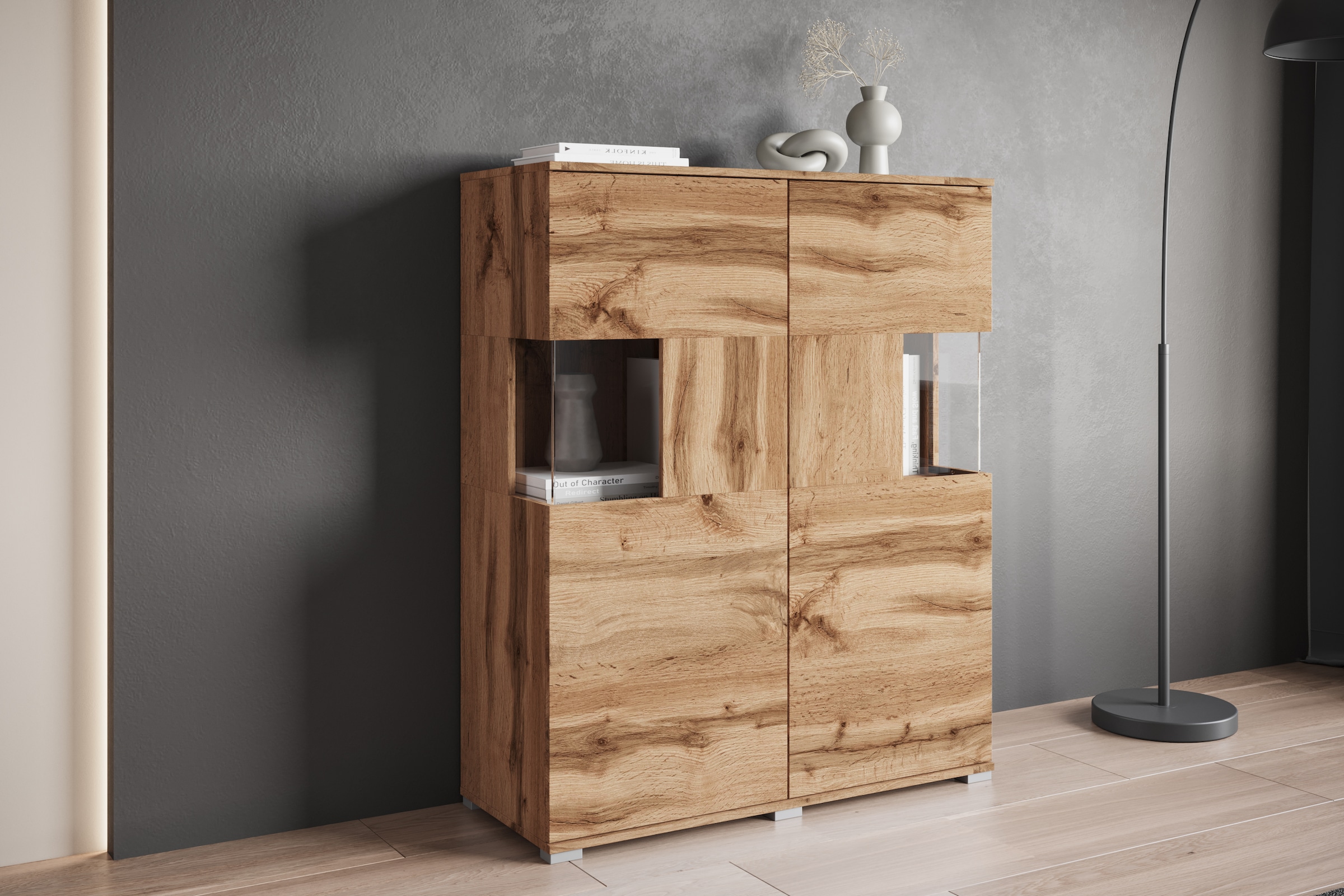 INOSIGN Highboard »Kenia«, Modernes Highboard mit Glastüren, Breite 100 cm