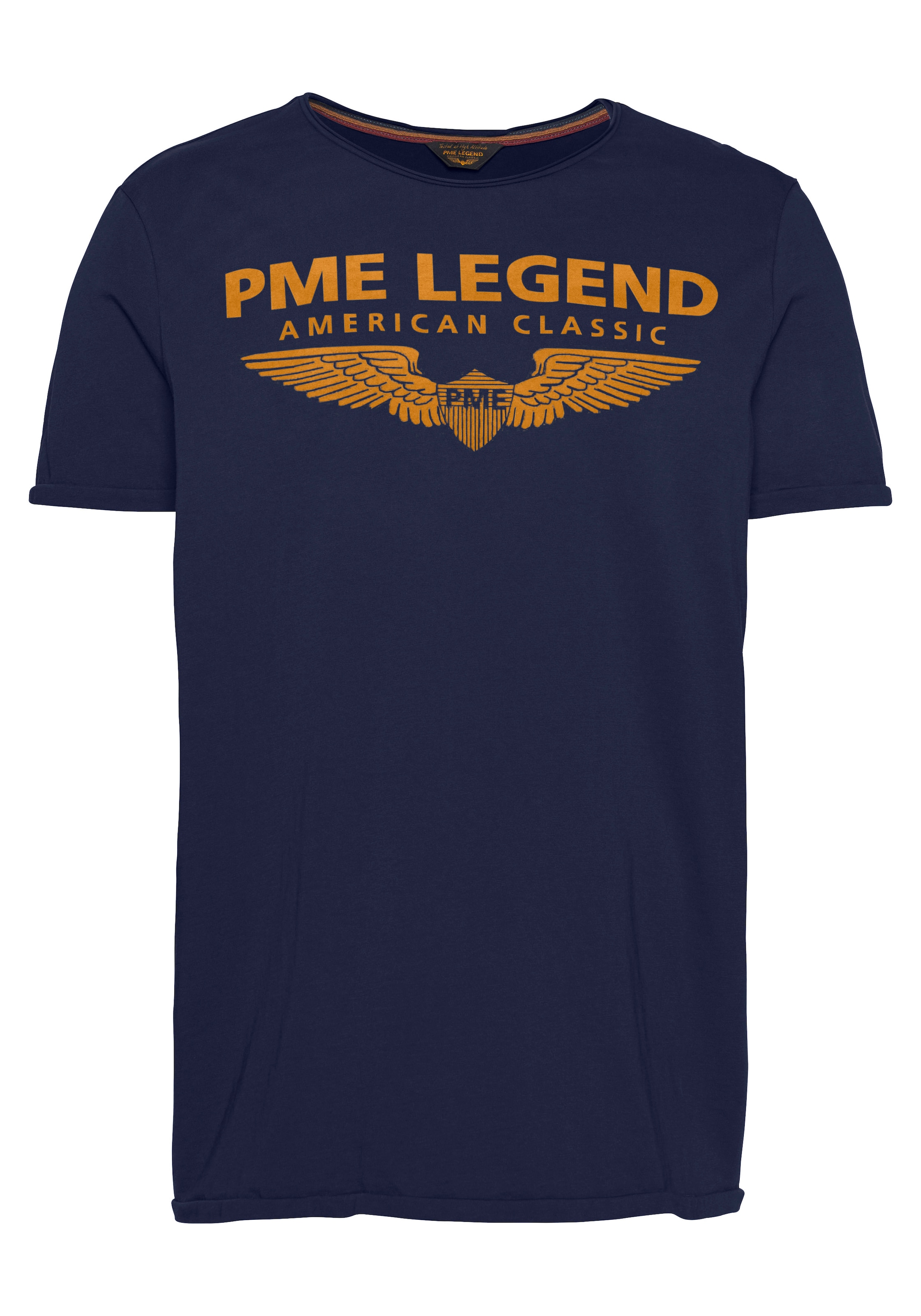PME LEGEND T-Shirt, eingefasster Rundhalsausschnitt mit Rollkante