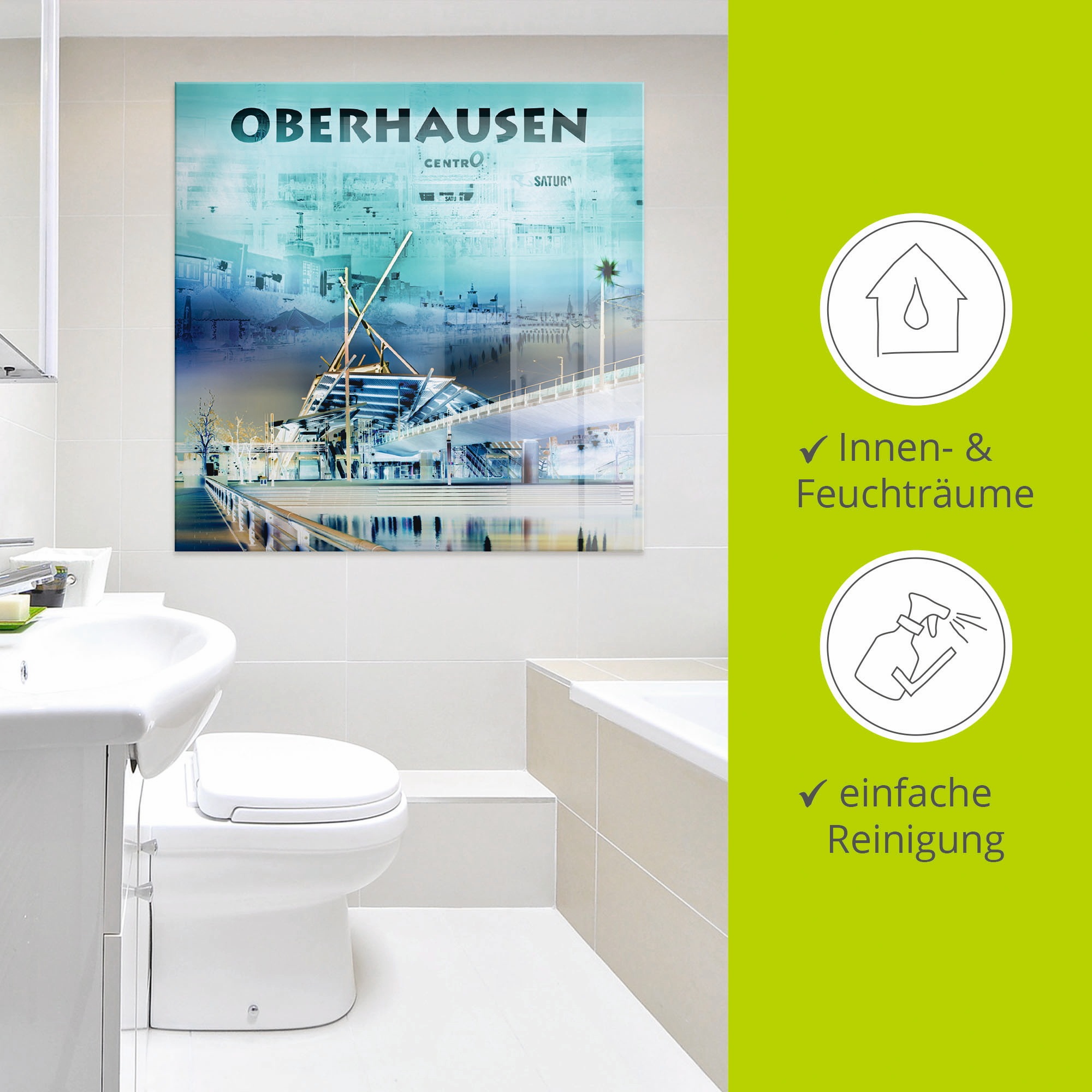 Artland Glasbild »Oberhausen Skyline Abstrakte Collage«, Deutschland, (1 St.), in verschiedenen Größen