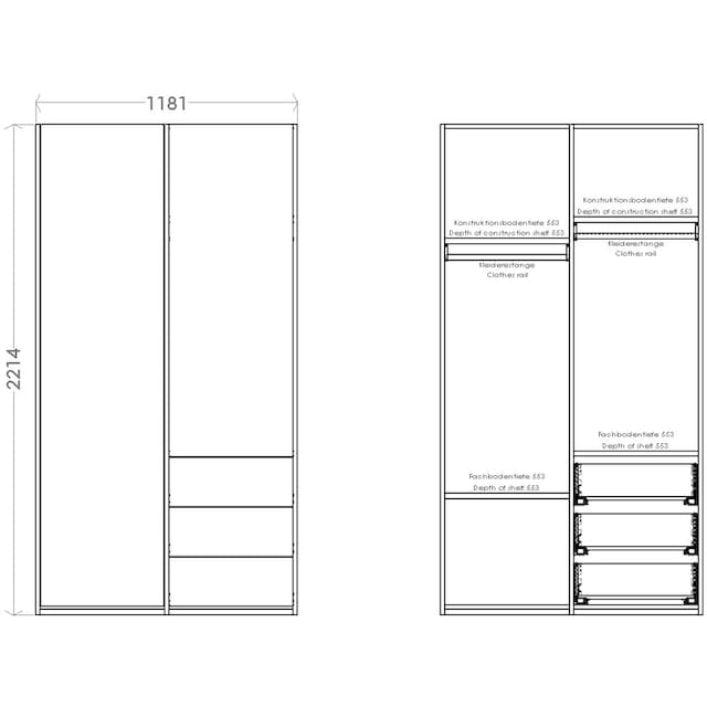 Müller SMALL LIVING Kleiderschrank »Modular Plus Variante 2«, Inklusive 3 kleiner  Schubladen unten rechts im OTTO Online Shop