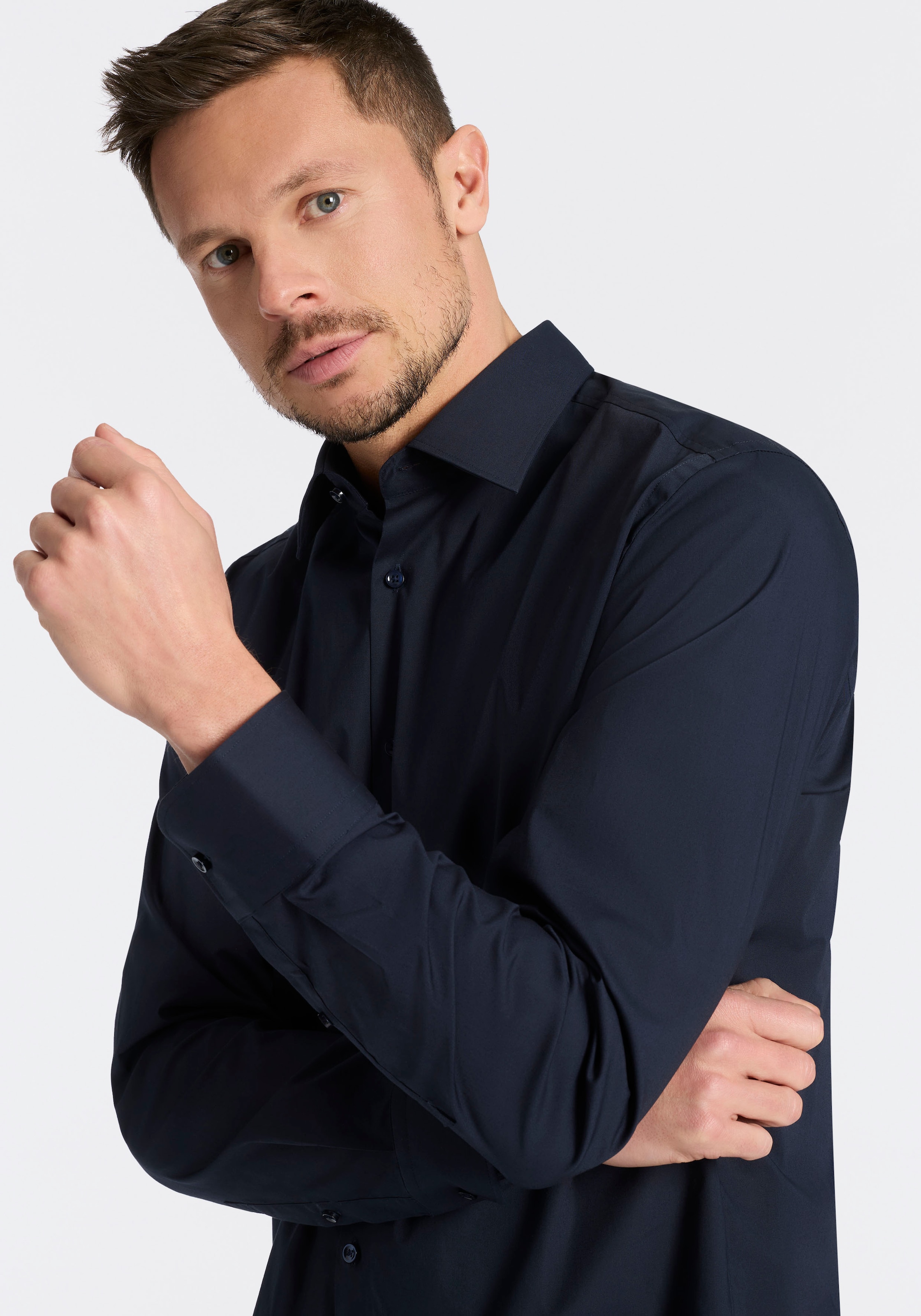 BOSS Businesshemd »Hank« Kentkragen, Slim-Fit, bügelleichte Qualität