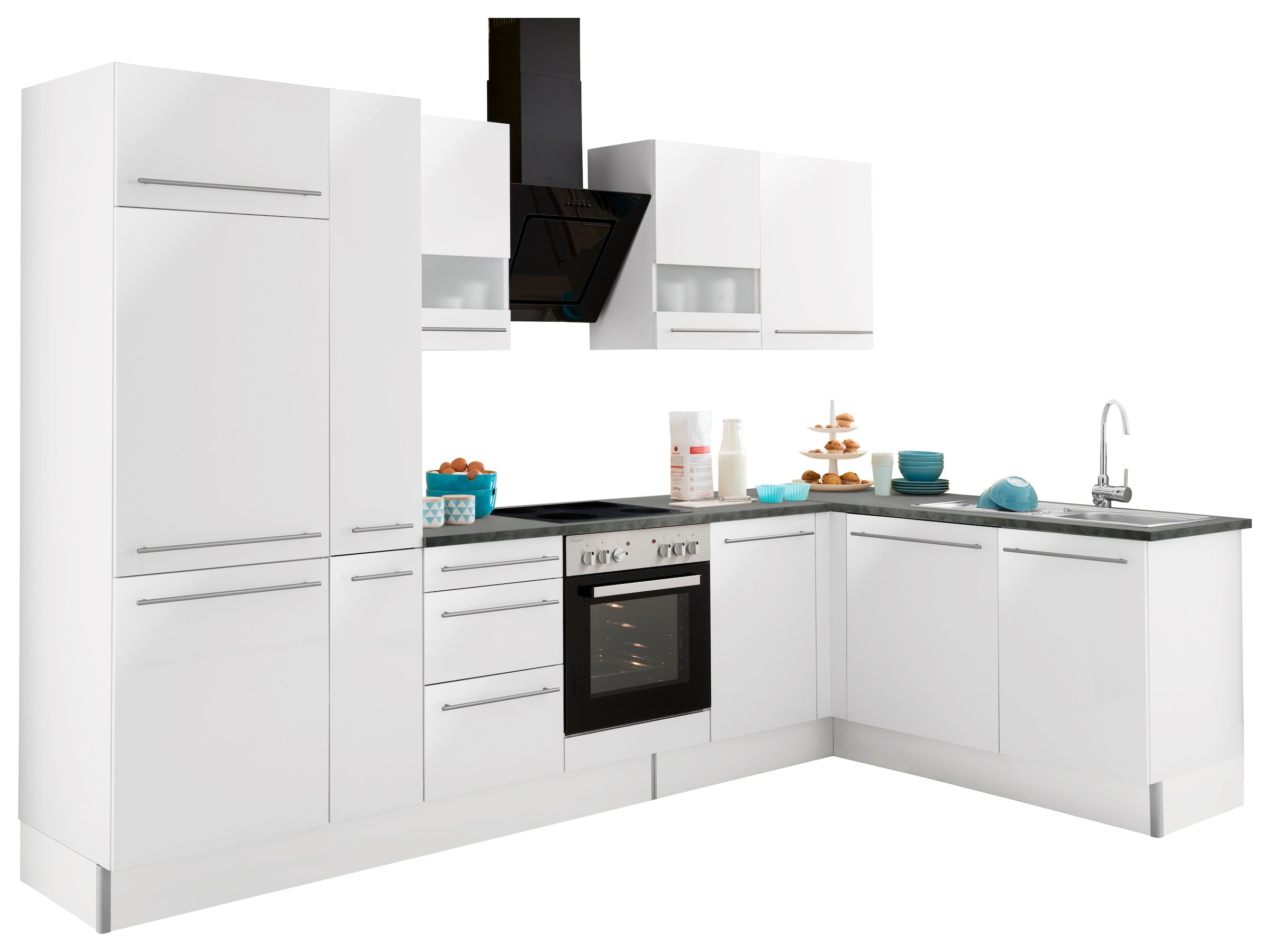 OPTIFIT Winkelküche »Bern«, mit E-Geräten, Stellbreite 320 x 175 cm, mit  höhenverstellbaren Füßen online bei OTTO