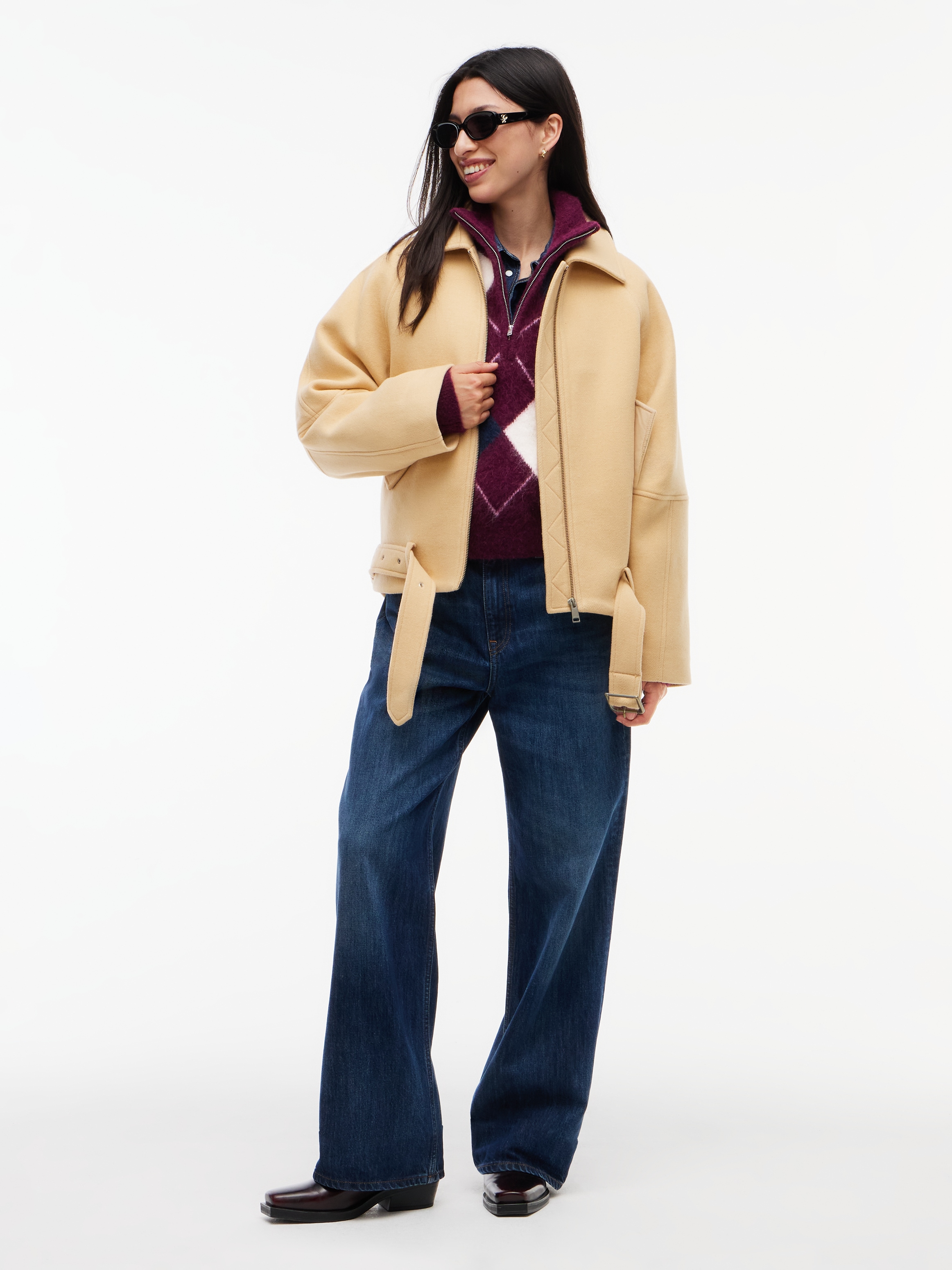 Tommy Jeans Kurzjacke »TJW ZIP THRU WOOL JACKET« Materialmix, mit Wolle