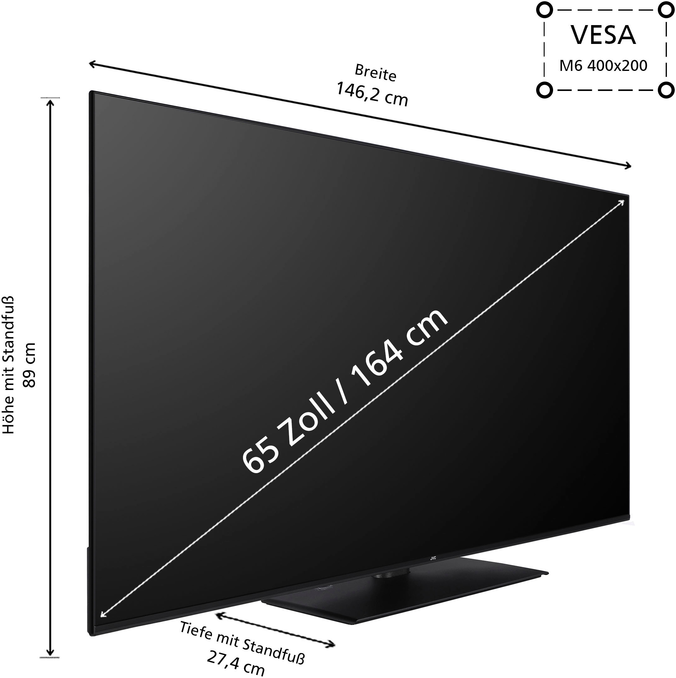 JVC QLED-Fernseher, 164 cm/65 Zoll, 4K Ultra HD, Smart-TV