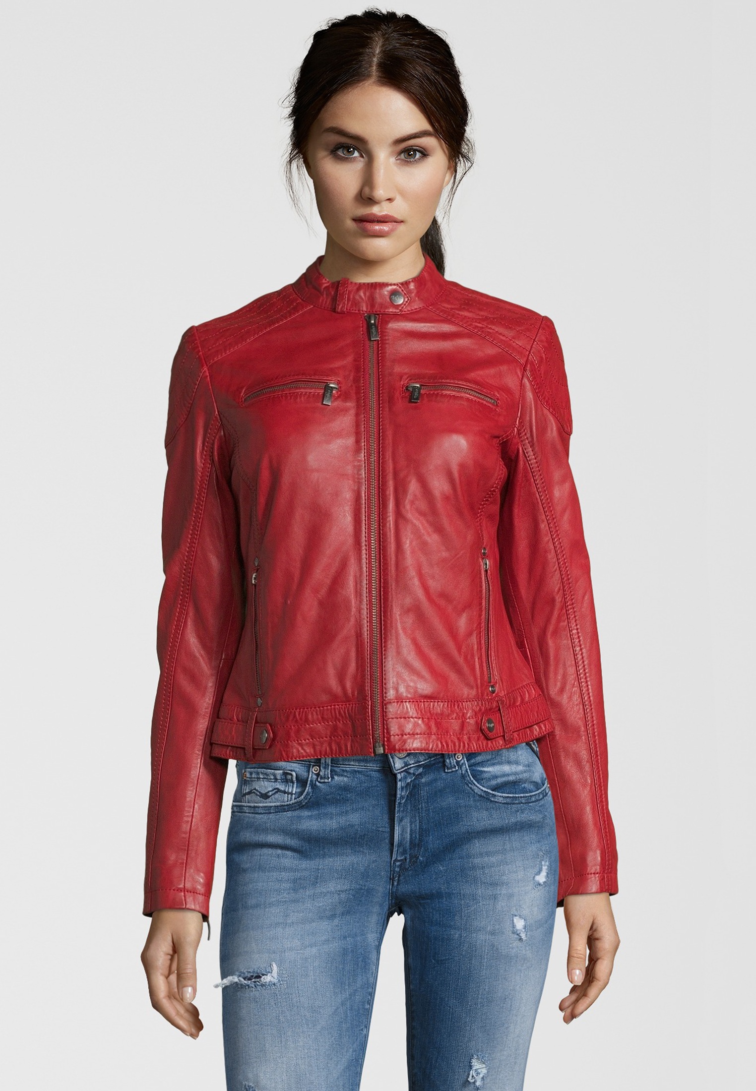 Buffalo Lederjacke »BE Loved«, mit Ziernähten