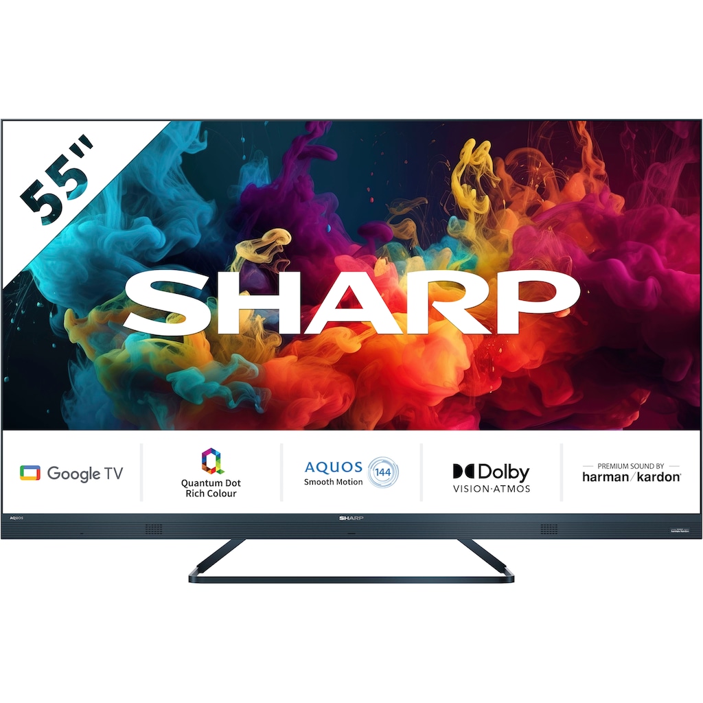 Sharp LED-Fernseher »SHARP 55FQ5EG Quantum Dot Google TV 139 cm (55 Zoll) 4K Ultra HD QLED«, 139 cm/55 Zoll, 4K Ultra HD, Google TV