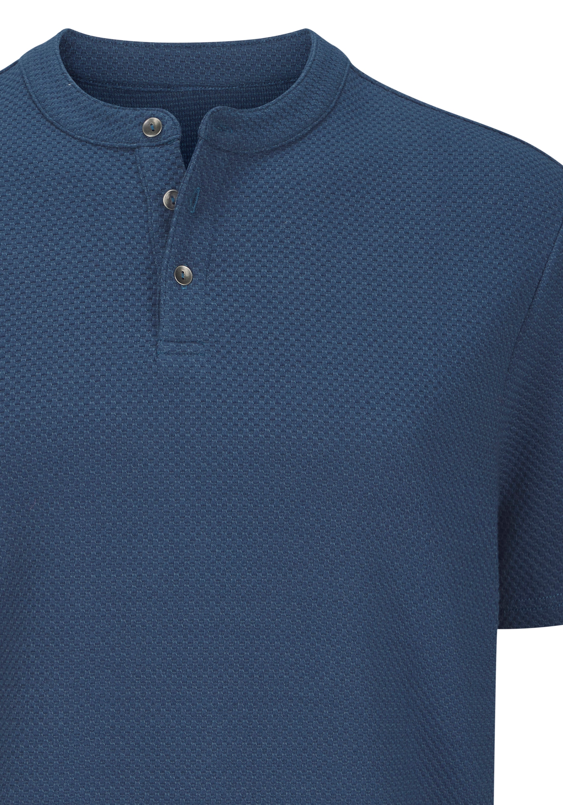 John Devin T-Shirt »Kurzarm-Poloshirt aus Struktur-Qualität« mit modischem Stehkragen und Knopfleiste