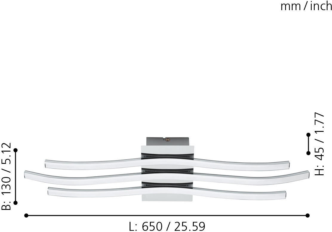 EGLO Deckenleuchte »RONCADE Deckenlampe, Alu, Stahl und Kunststoff, Wohnzimmerlampe, Lampe« LED-Board Warmweiß Deckenleuchte, Schlafzimmer, L65 x B13 x H4,50 Chrom, weiß, 21W inkl.