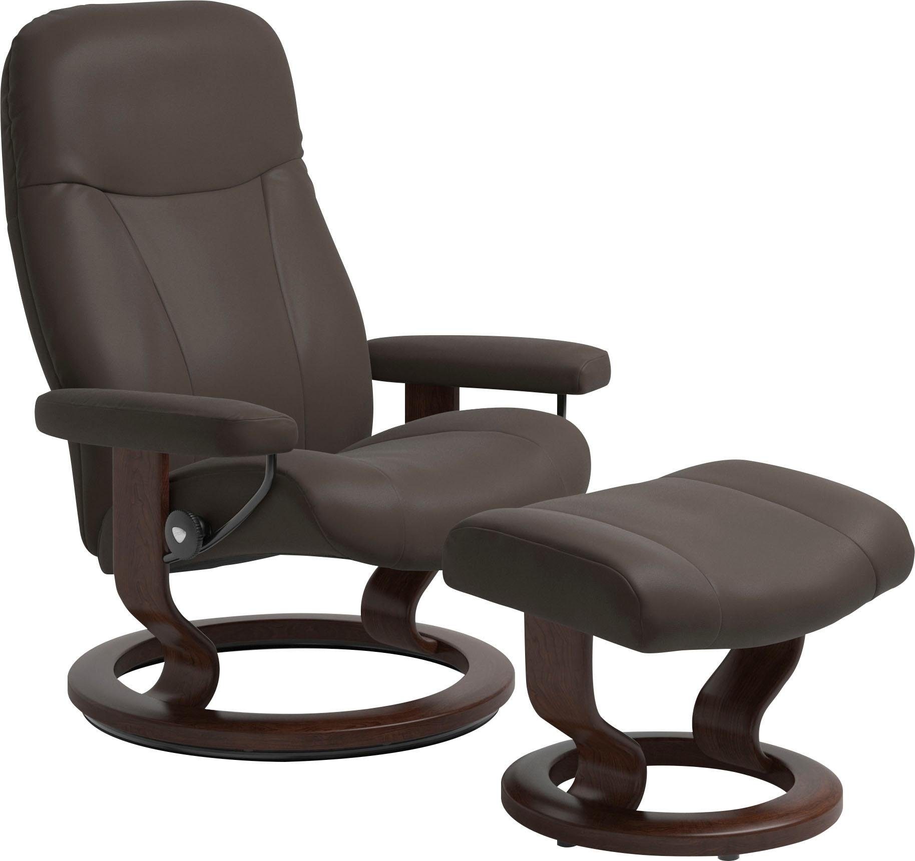 Stressless® Relaxsessel »Garda«, (Set, Relaxsessel mit Hocker), mit Hocker, mit Classic Base, Größe M, Gestell Braun